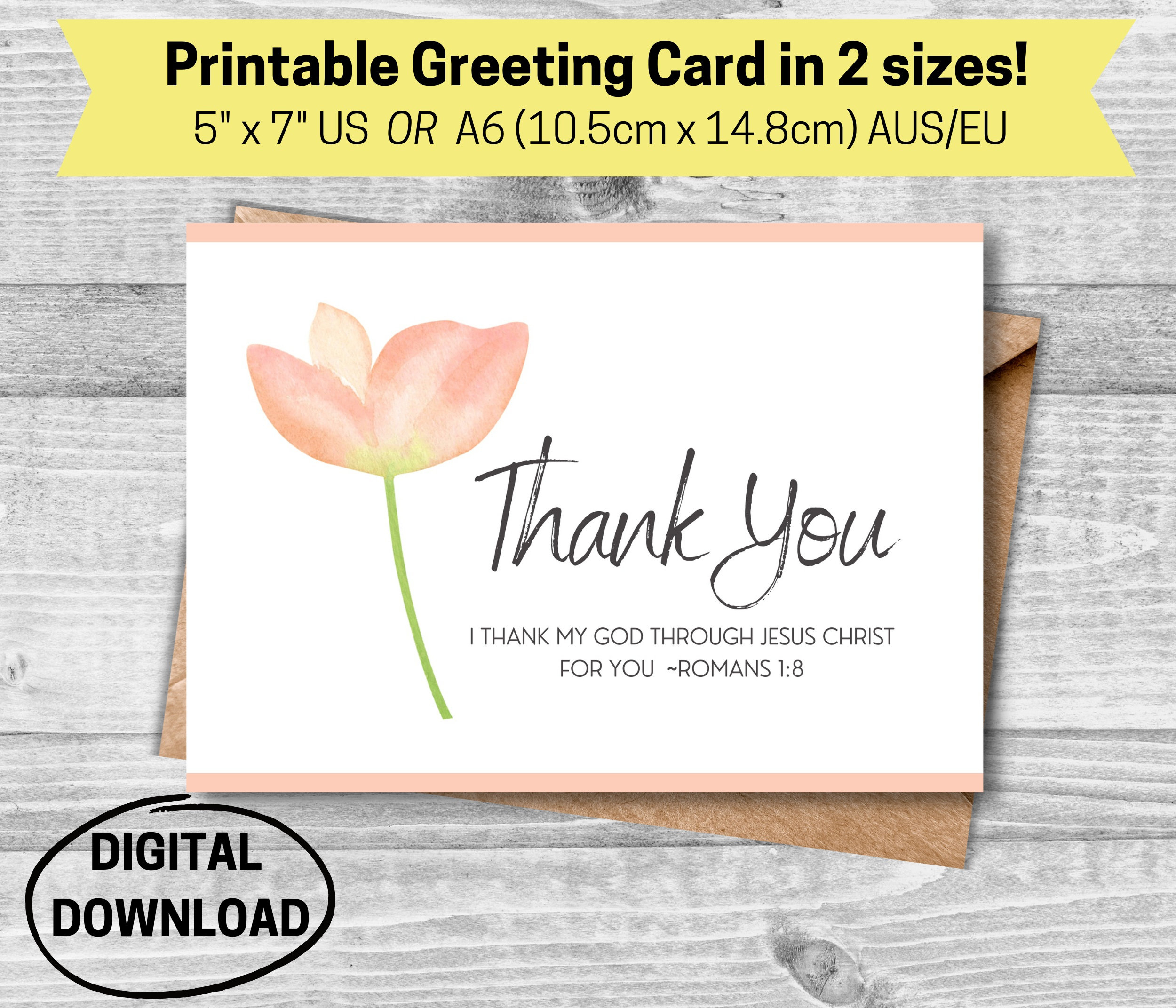 Christian Thank You Card, Religious Thank You Card, Thank You throughout Religious Thank You Cards Printable