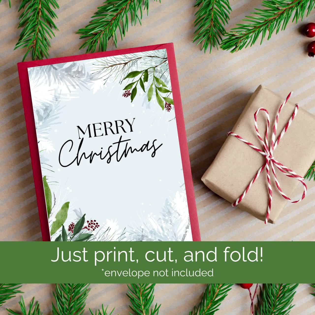 Christmas Card Digital Download, Holiday Card, Printable Christmas Card,  Merry Christmas, 5X7 Card within Printable Christmas Card Etsy