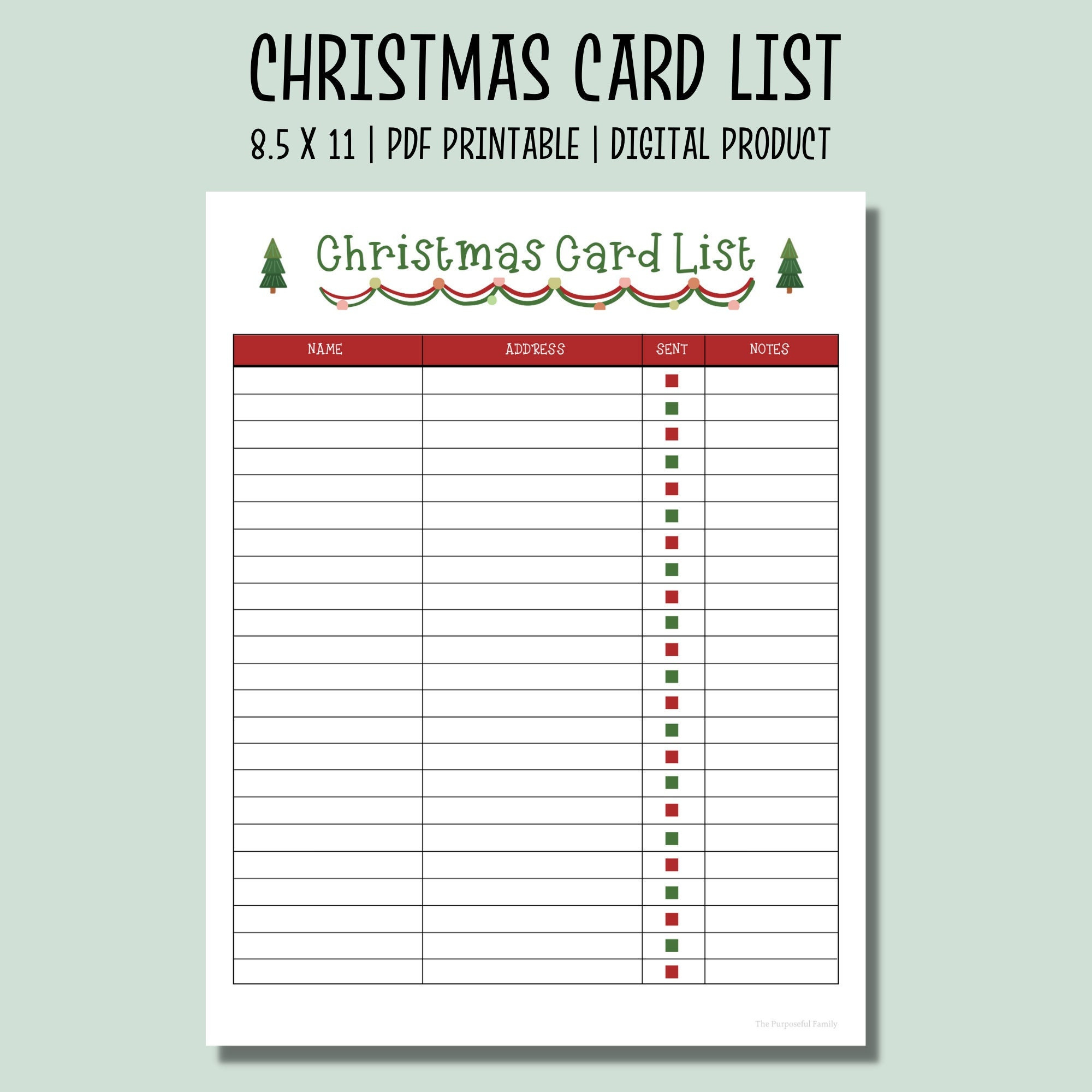Christmas Card List Printable Checklist | Holiday Card Tracker with regard to Printable Christmas Card List Template