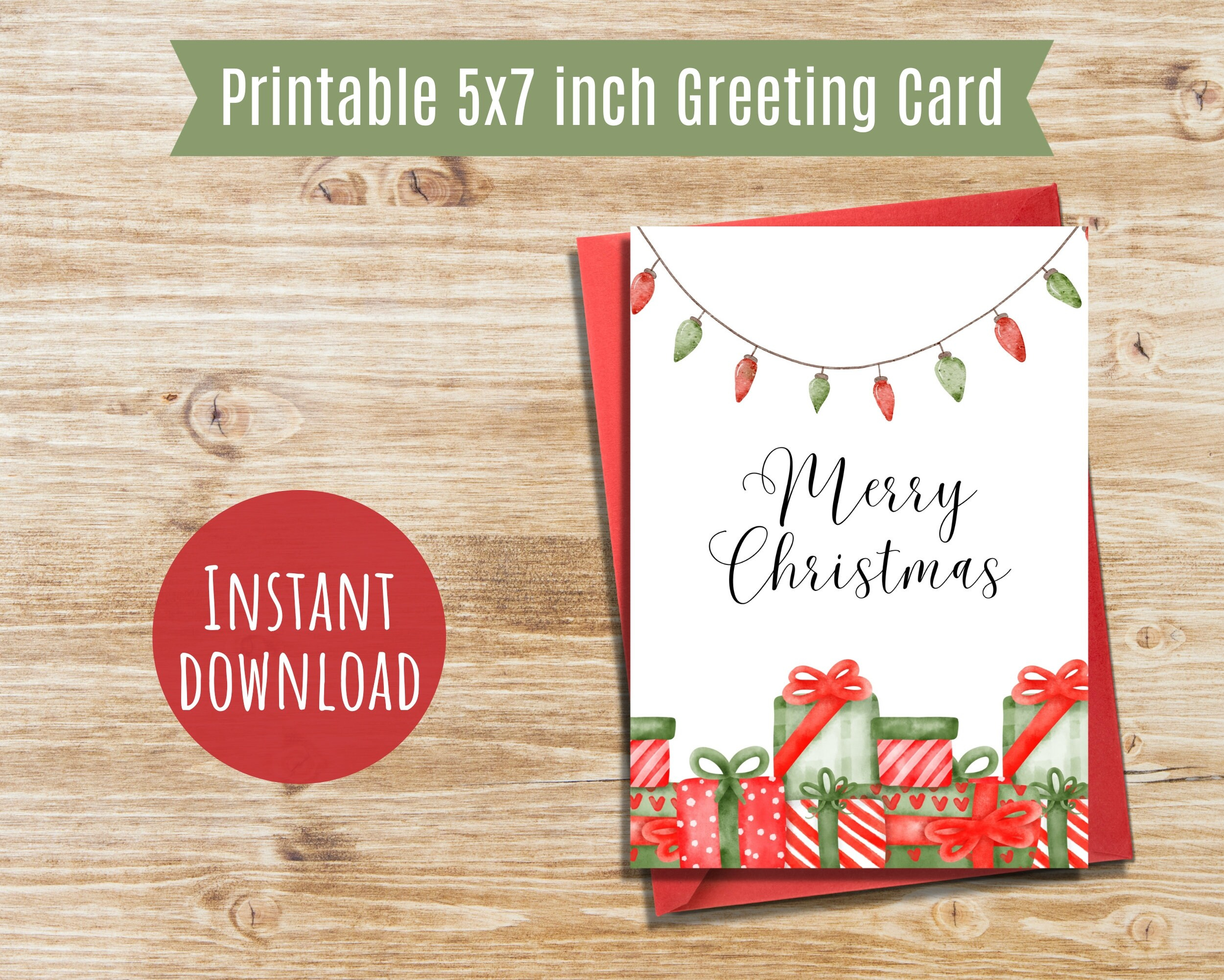 Christmas Card Printable Merry Christmas Greeting Card For intended for Christmas Card Paper Printable 5X7