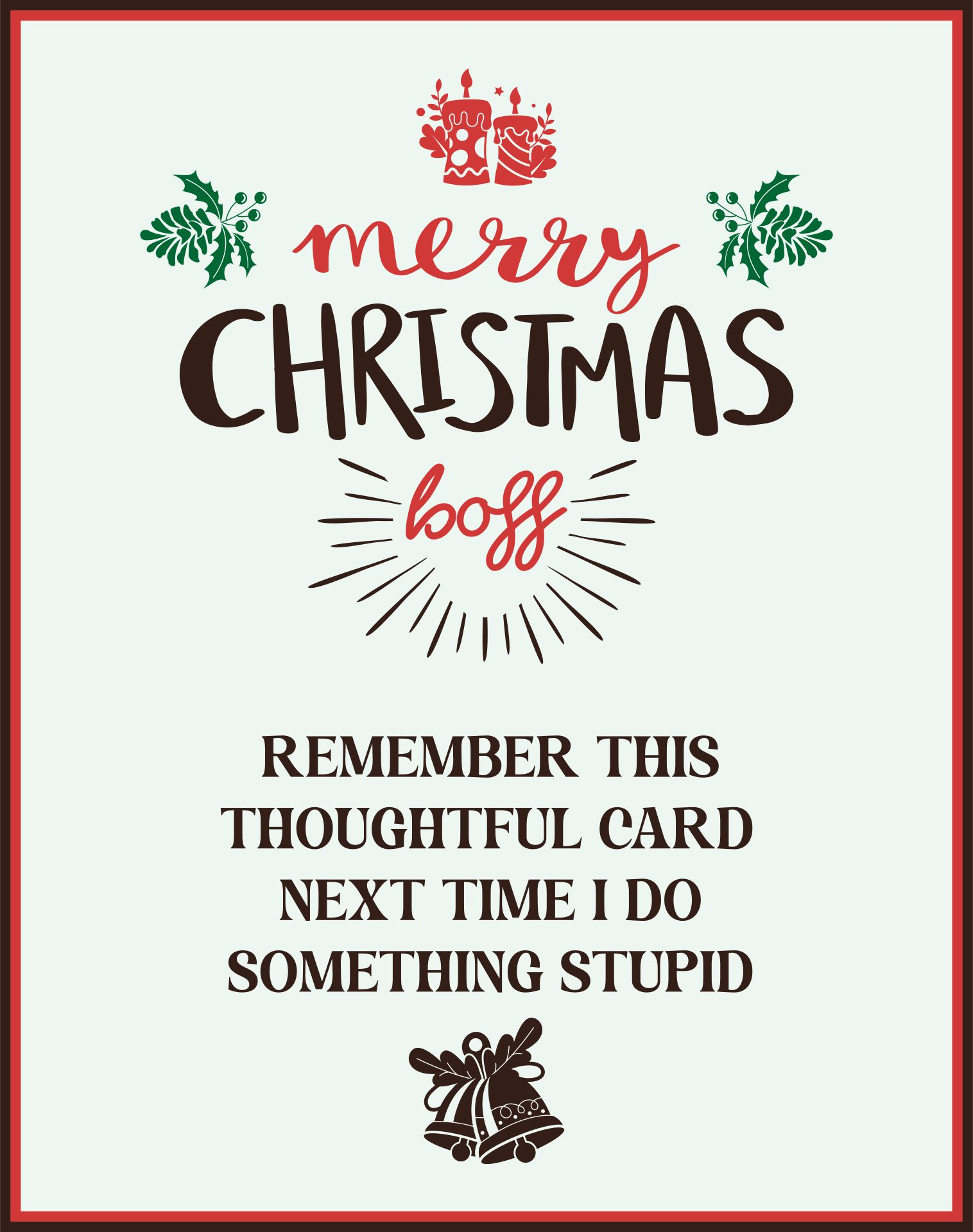 Christmas Cards For Boss - 11 Free Pdf Printables | Printablee regarding Printable Christmas Card For Boss