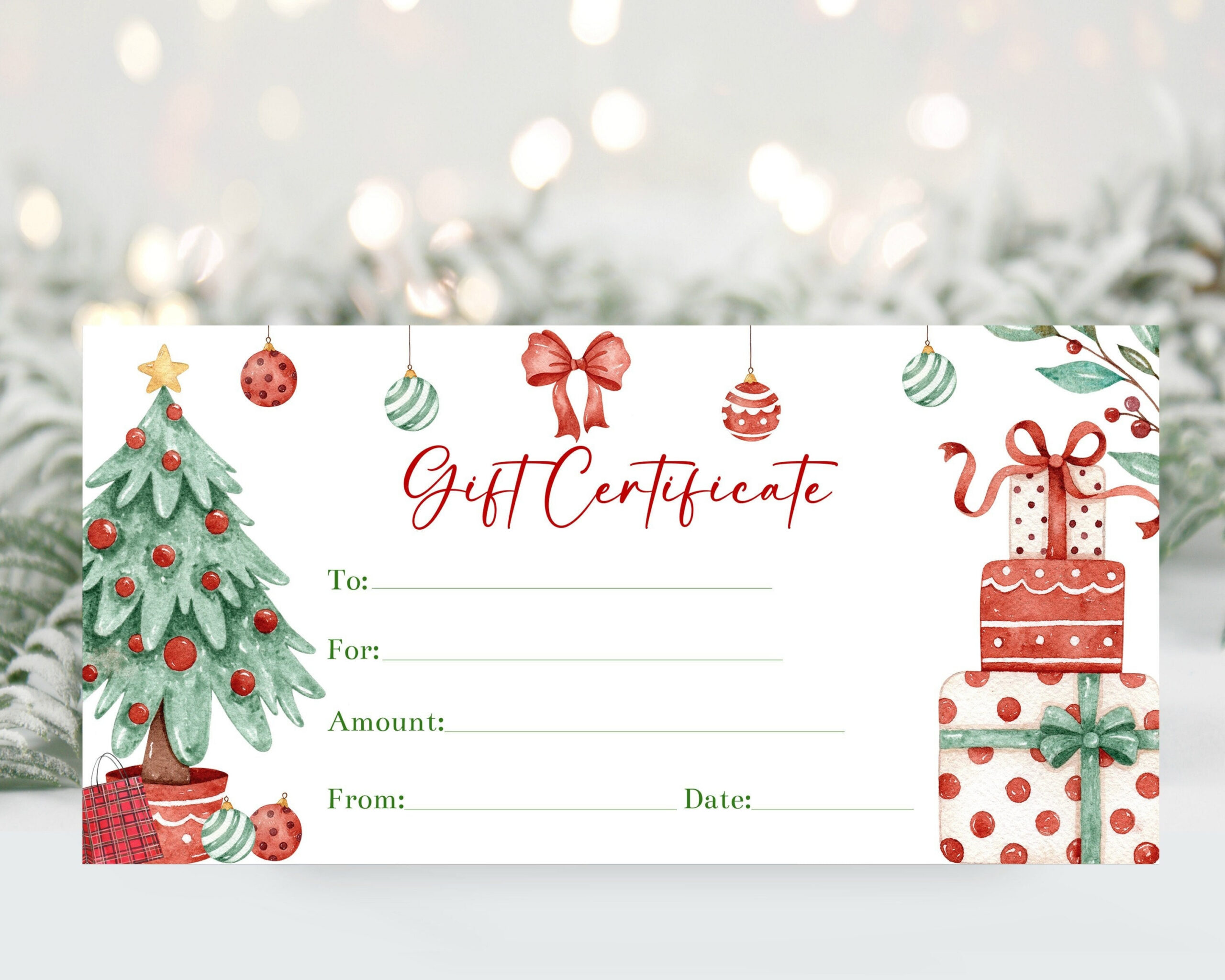 Christmas Gift Certificate Voucher Template, Editable Christmas within Merry Christmas Printable Gift Card