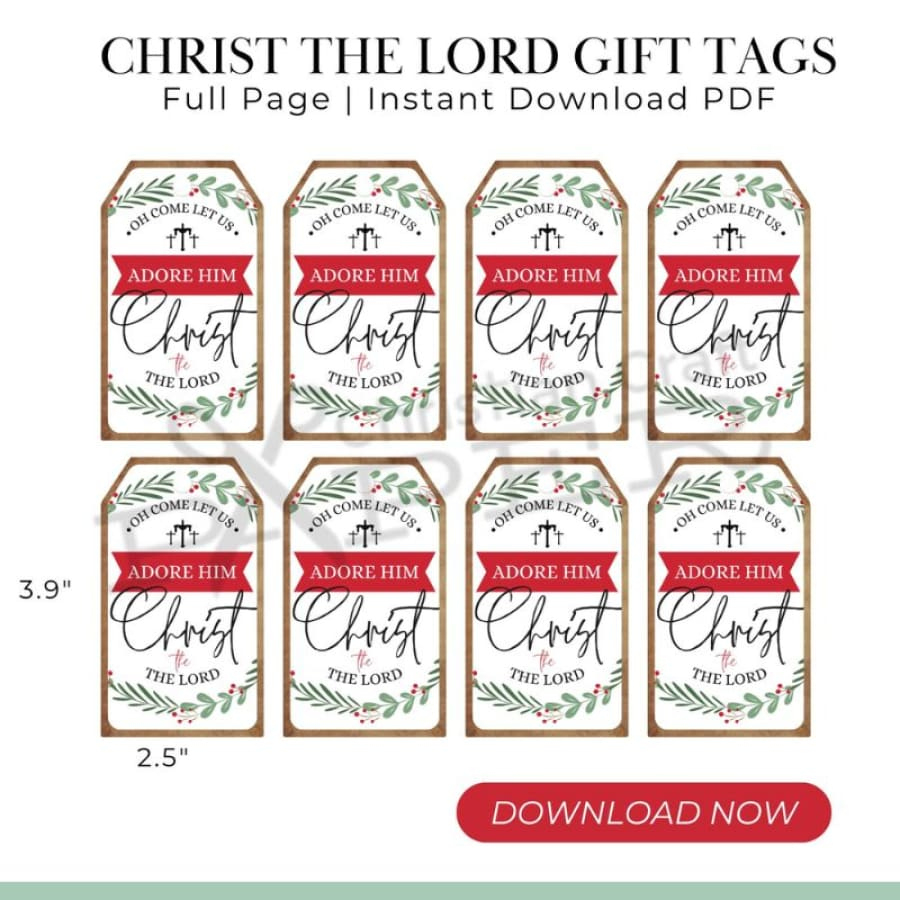 Christmas Gift Tags | Oh Come Let Us Adore Him | Digital Download regarding Free Printable Christian Christmas Gift Tags
