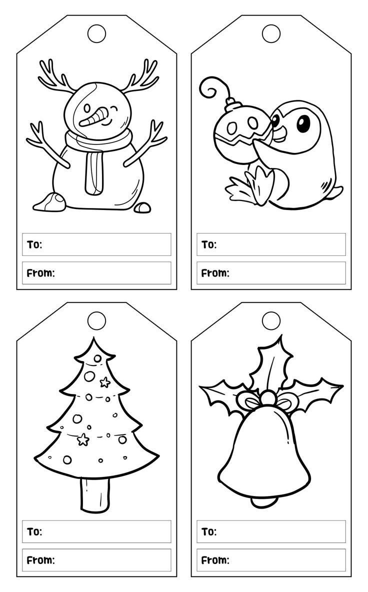 Christmas Gift Tags To Color - 10 Free Pdf Printables | Printablee within Printable Christmas Tags To Color