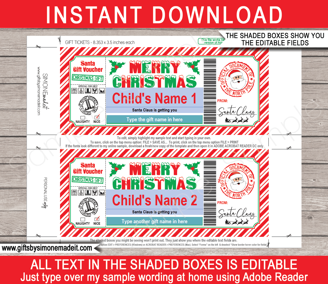 Christmas Gift Voucher From Santa Template - Red &amp;amp; Green for Christmas Gift Card Printable At Home