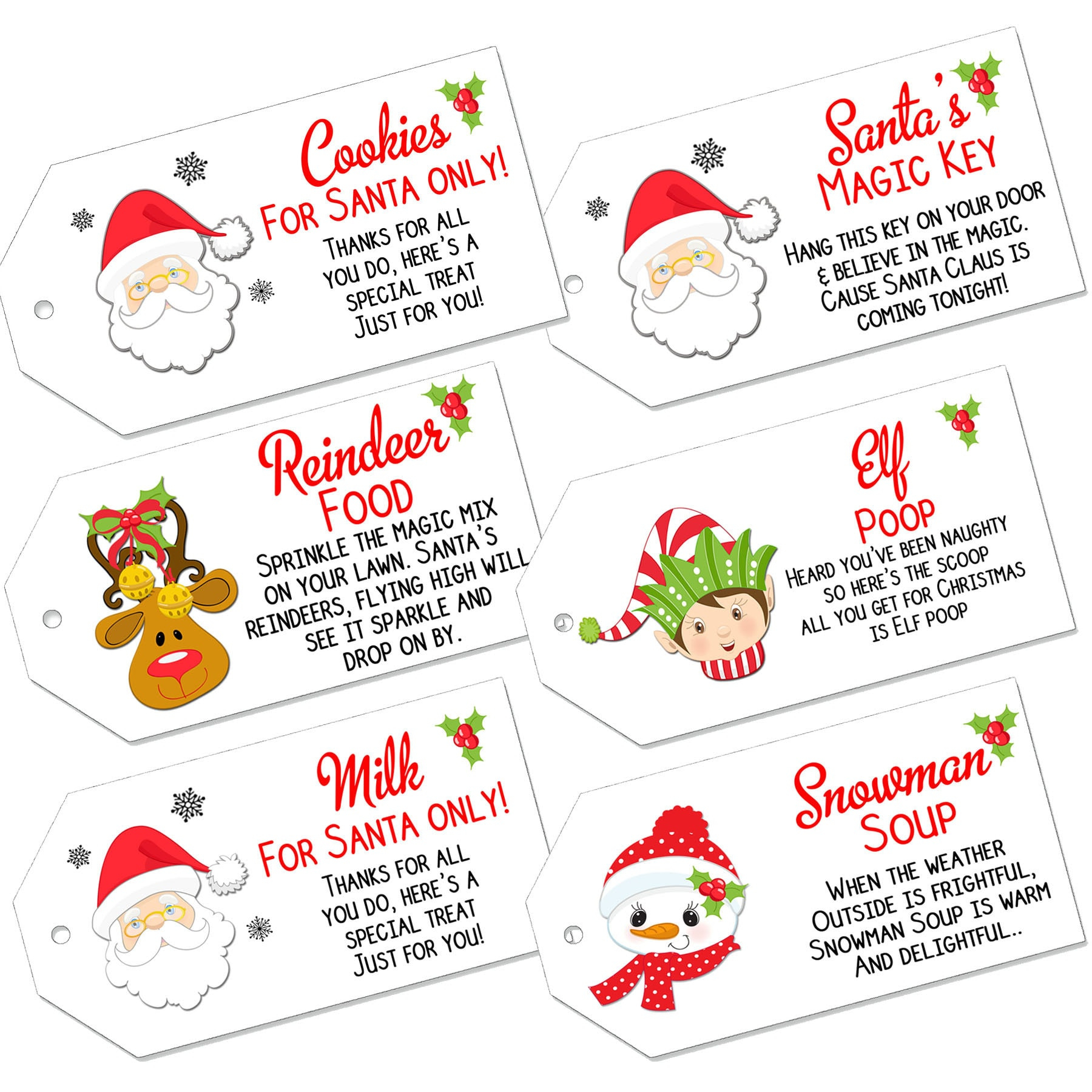 Christmas Labels Magic Reindeer Food Santas Key Milk Snowman Soup inside Reindeer Food Printable Labels