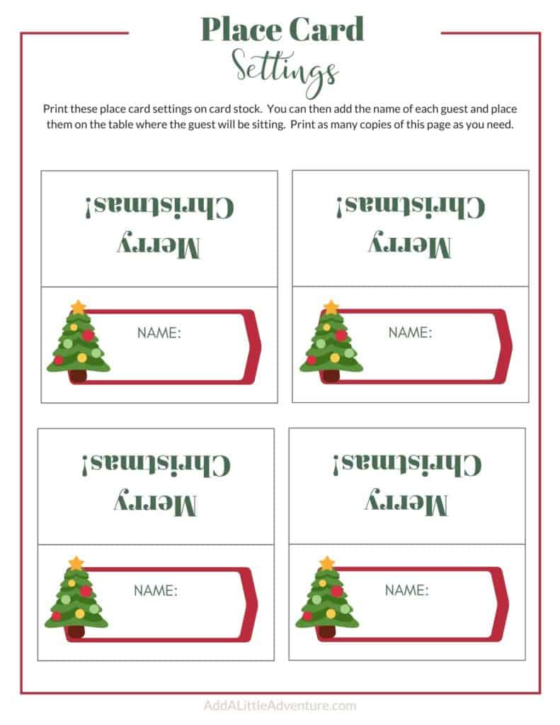 Christmas Place Cards Printables - Diy Templates within Christmas Table Name Tags Printable Free