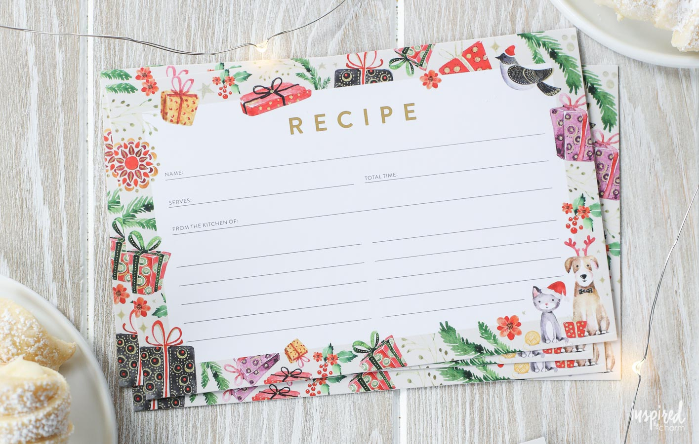 Christmas Recipe Card Printable - Holiday Recipe Card Download pertaining to Printable Christmas Recipe Tags