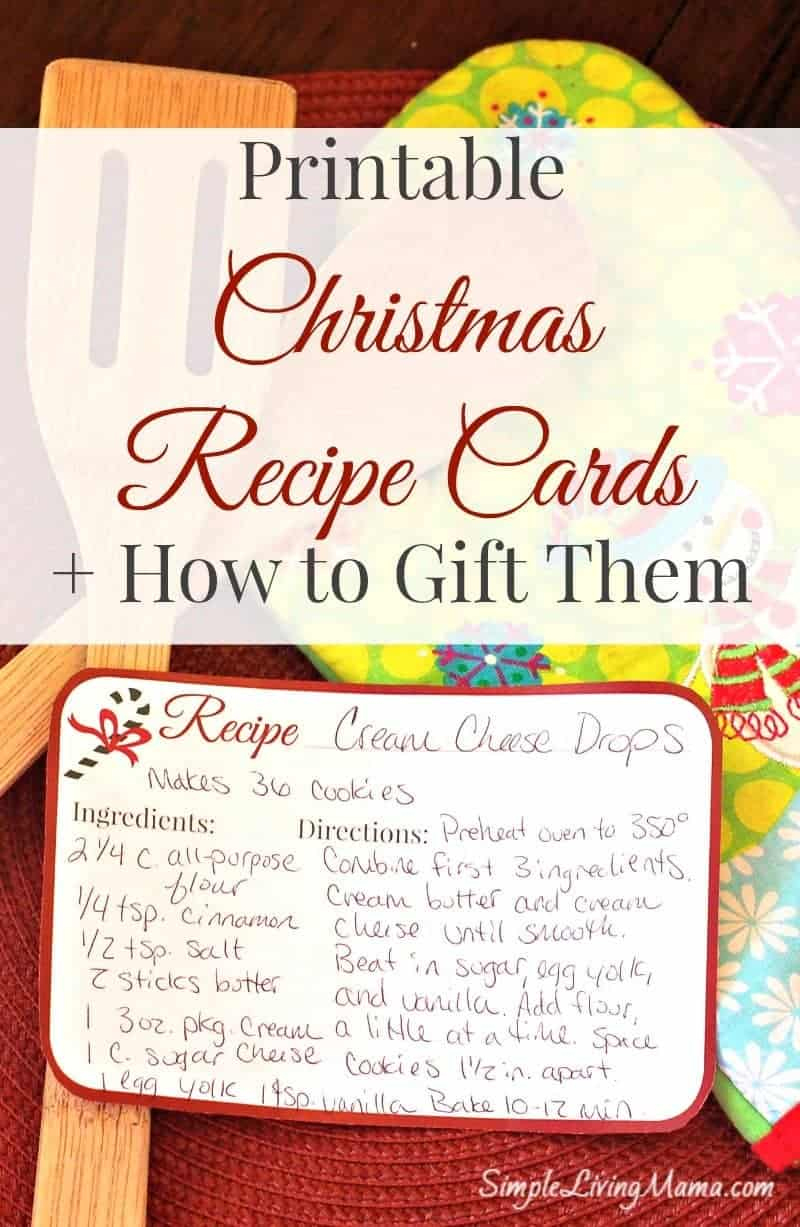 Christmas Recipe Cards - Free Printable - Simple Living Mama within Printable Christmas Card Stock For Recipes