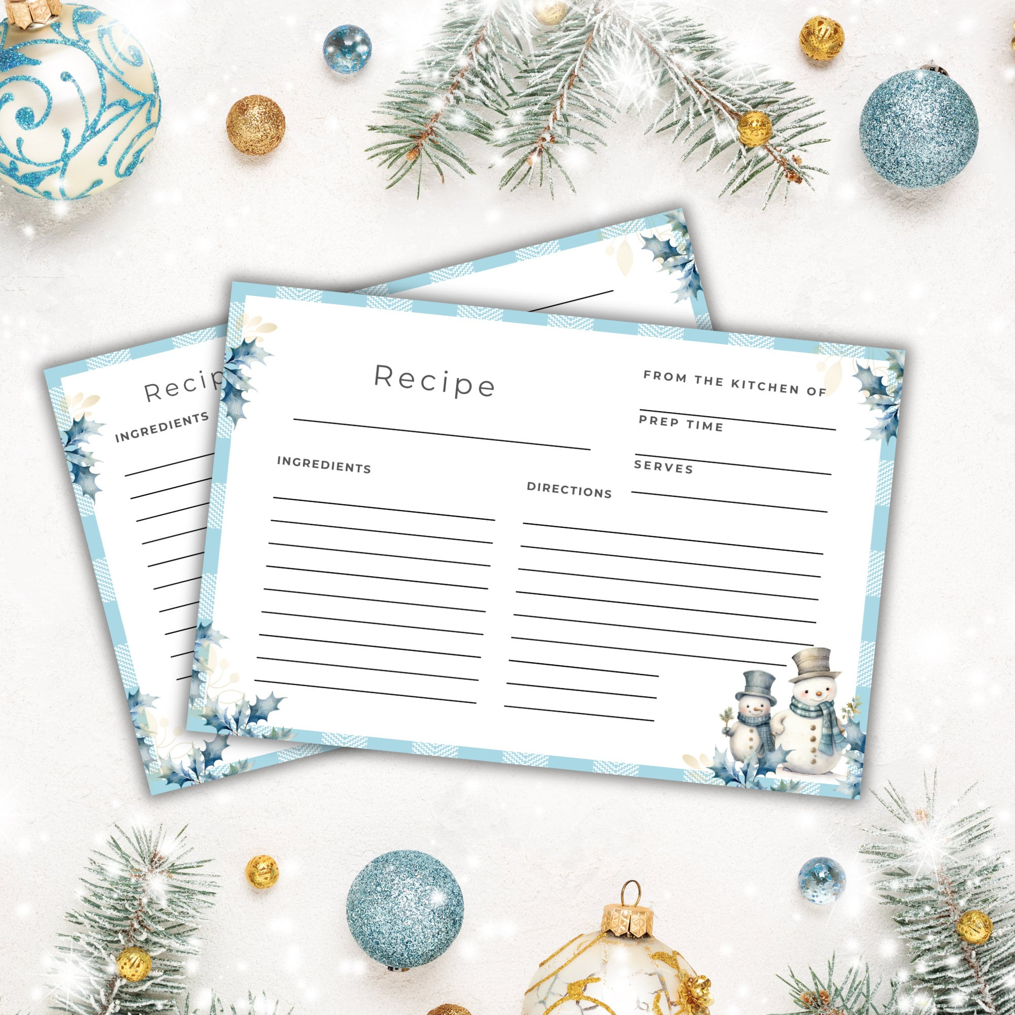 Christmas Recipe Cards Printable, Printable Holiday Recipe Cards in Printable Christmas Card Stock For Recipes