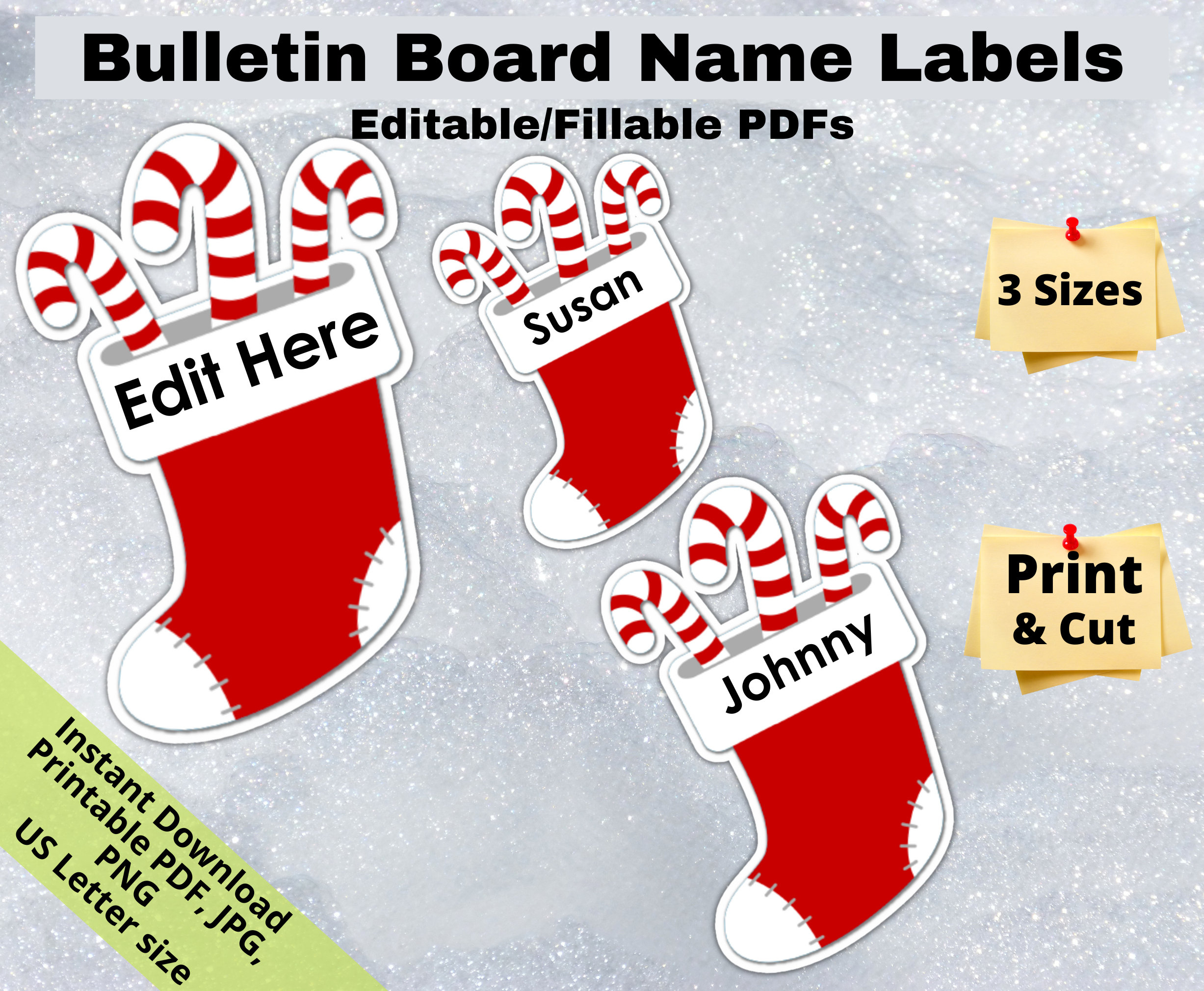 Christmas Stocking, Editable Student Name Tags Printables intended for Christmas Stocking Tags Printable