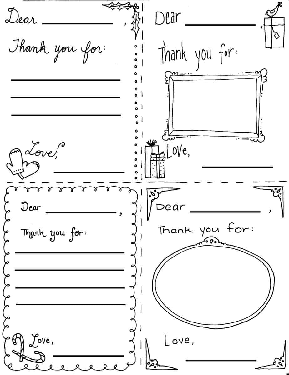 Christmas &amp;quot;Thank You Cards&amp;quot; Coloring Page pertaining to Thank You Cards Printable For Kids
