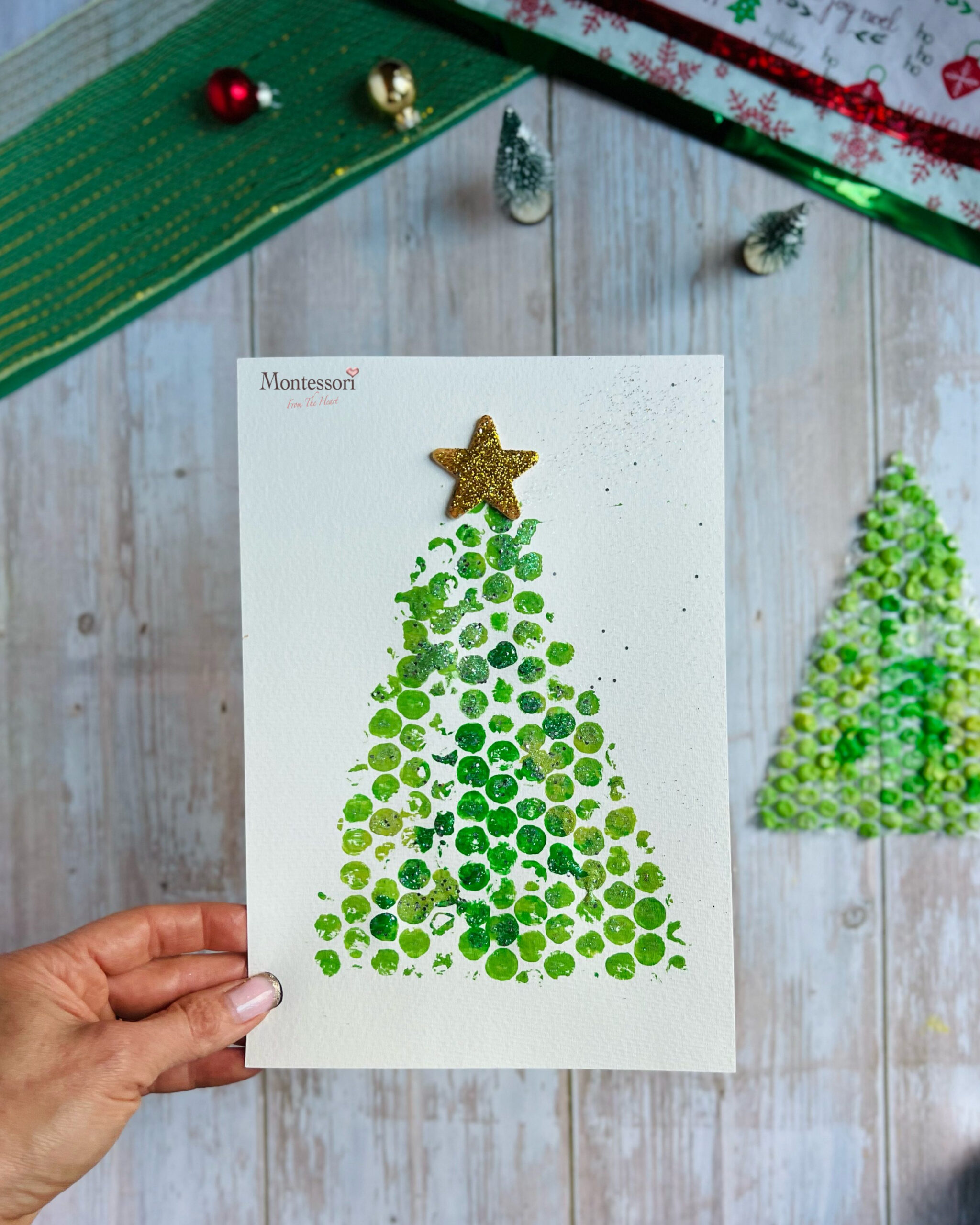 Christmas Tree Bubble Wrap Print Craft For Kids | Montessori From pertaining to Printable Christmas Card Craft