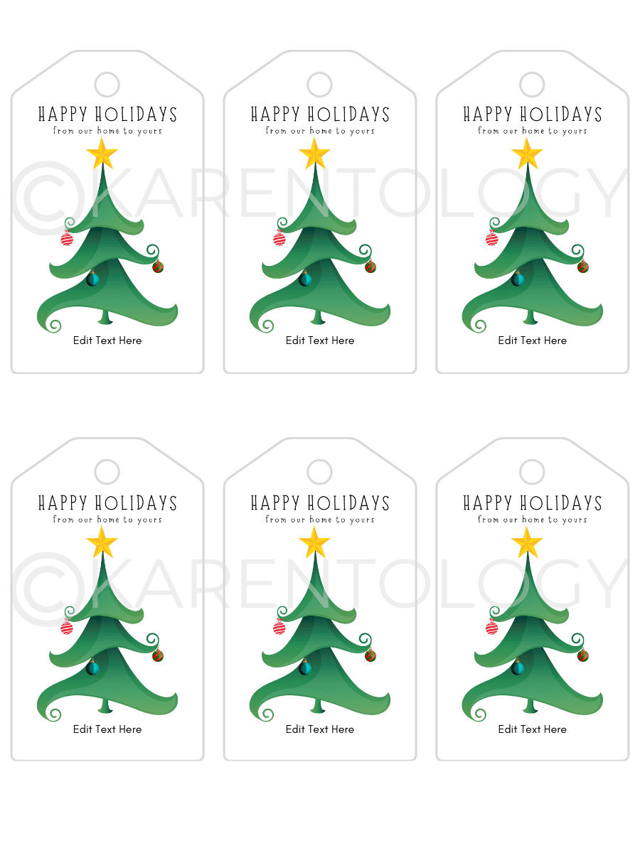 Christmas Tree Gift Tag - Instant Download, Editable, Printable for Christmas Tree Tags Printable