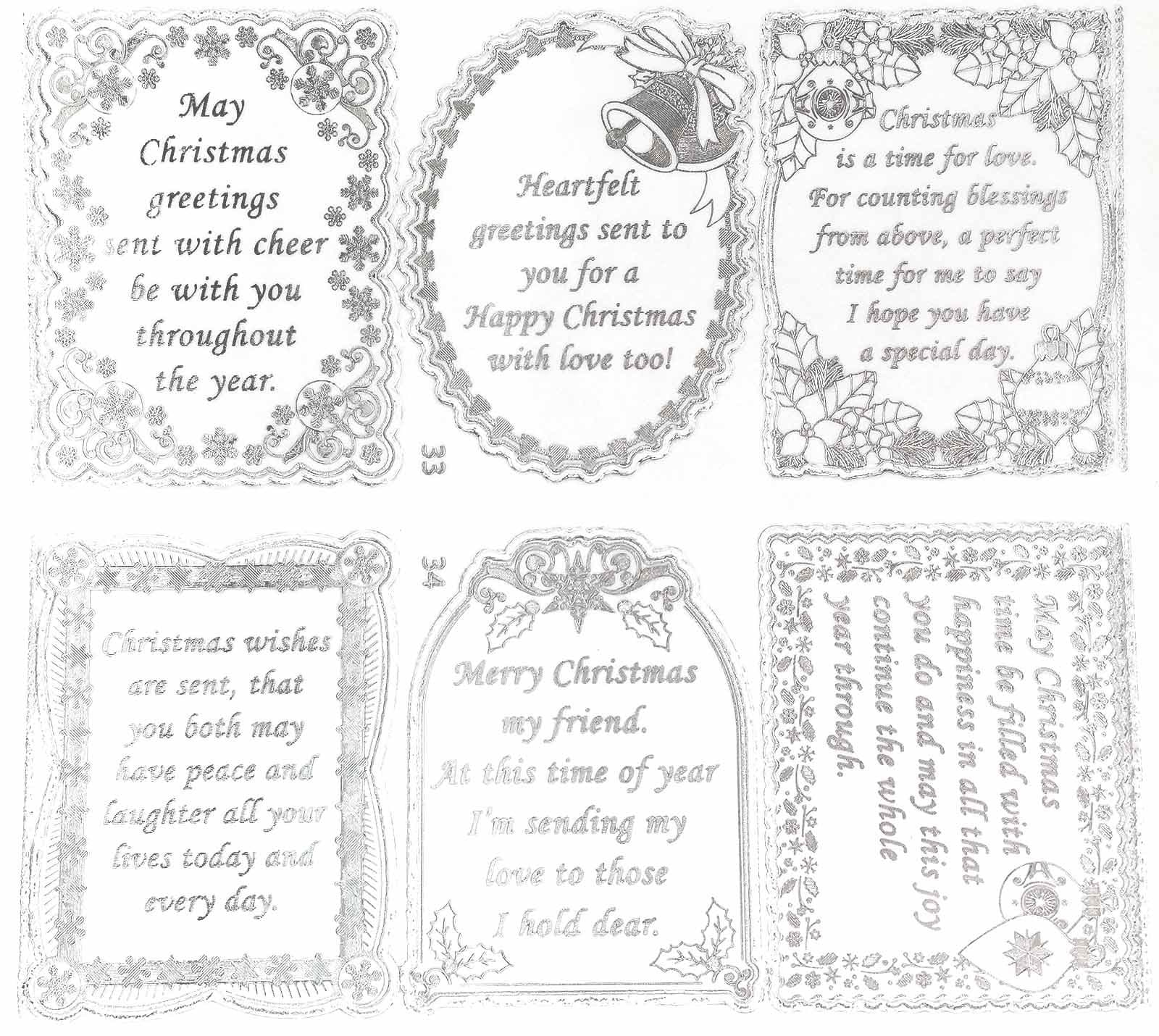Christmas Verses Transparent Silver Double Embossed Peel Off pertaining to Free Printable Christmas Card Sentiments