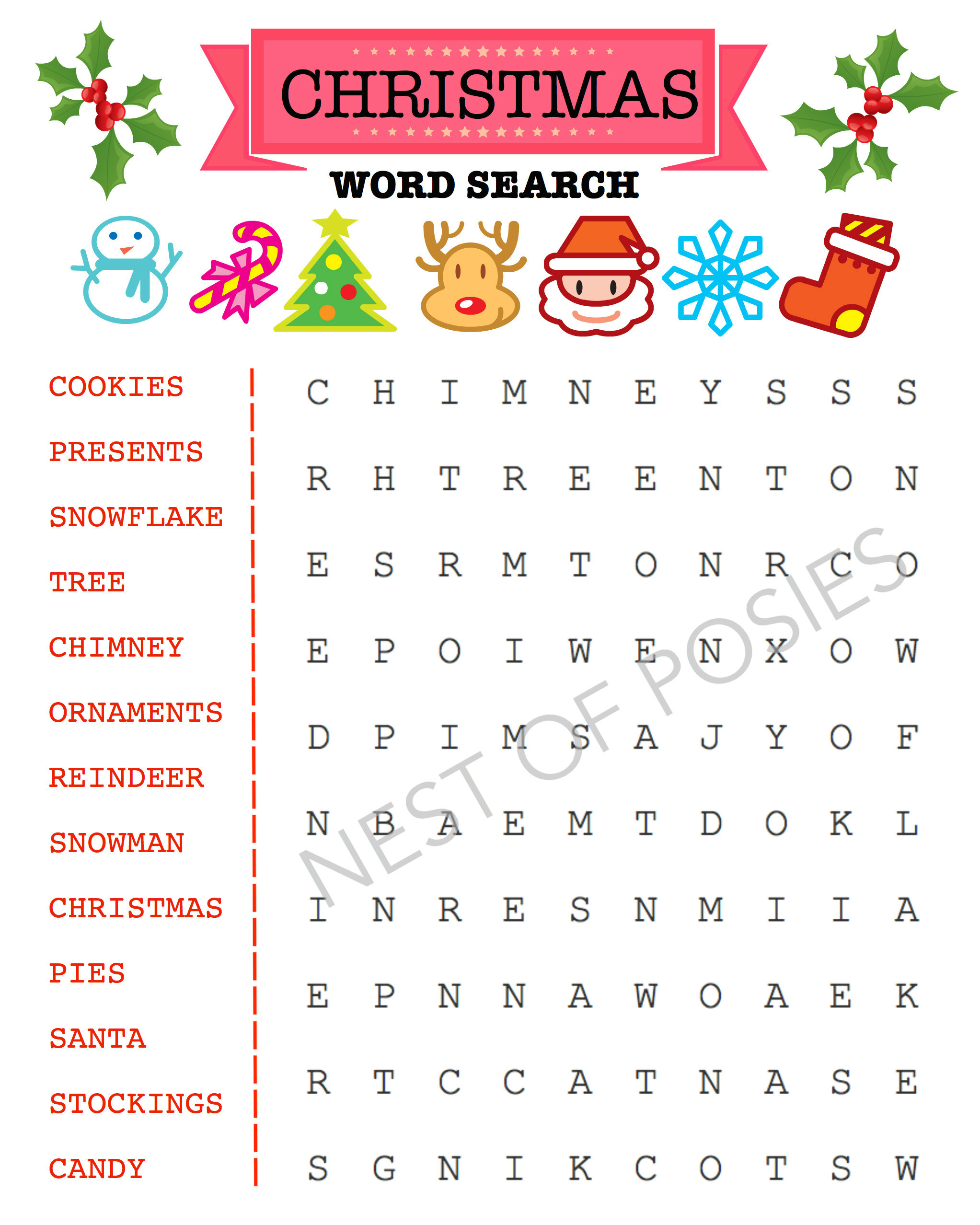 Christmas Word Puzzle Printables For Kids - Nest Of Posies with regard to Christmas Printable Puzzles
