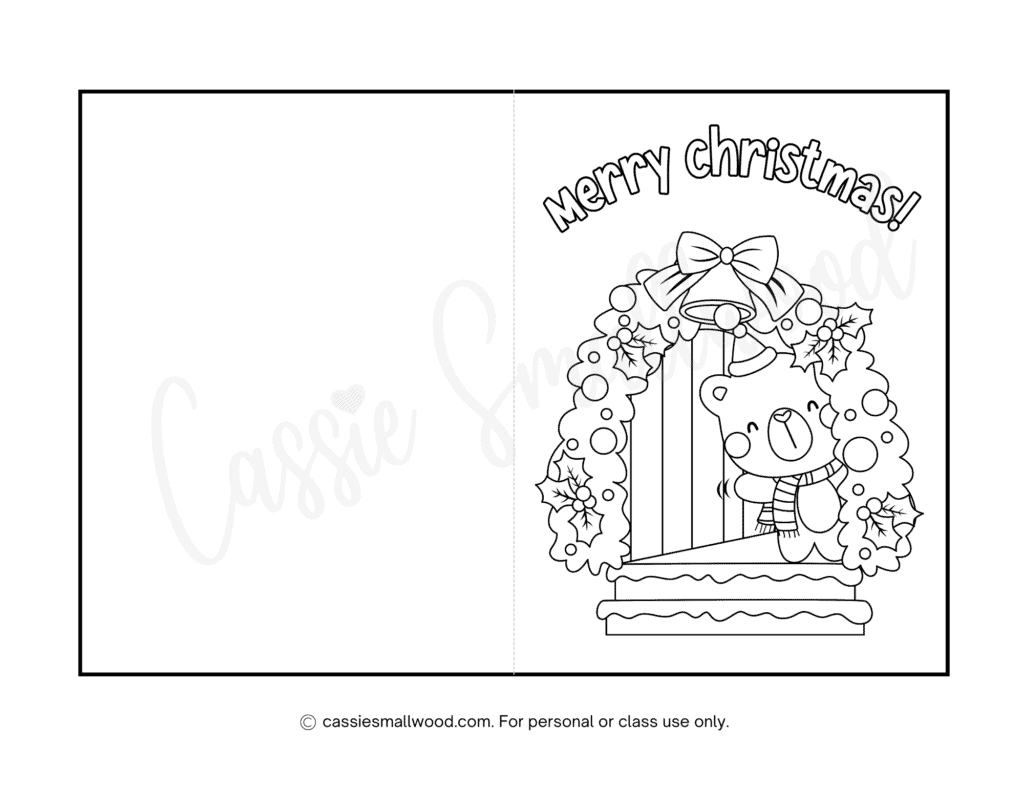 Cute Christmas Cards To Color - Cassie Smallwood for Printable Christmas Card to Colour