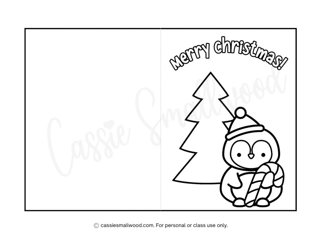 Cute Christmas Cards To Color - Cassie Smallwood intended for Free Printable Christmas Card Coloring Pages