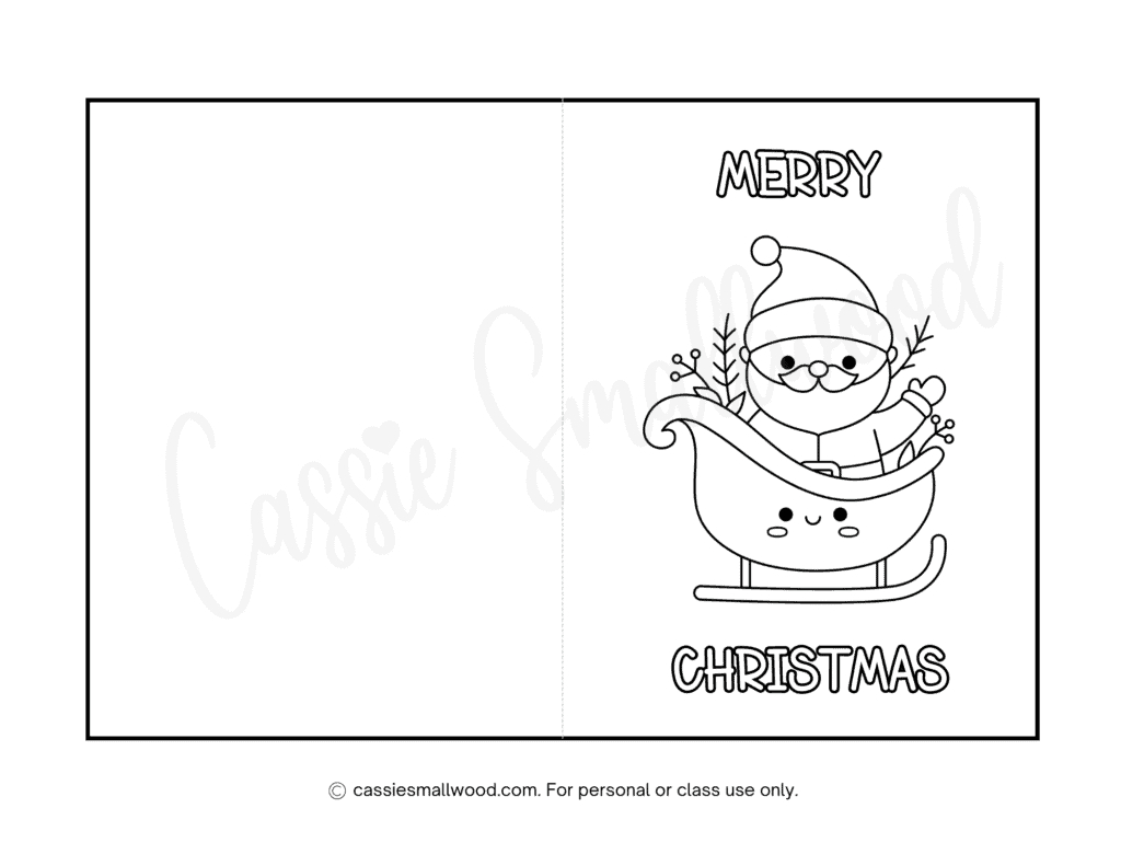 Cute Christmas Cards To Color - Cassie Smallwood pertaining to Printable Christmas Card Template Black and White