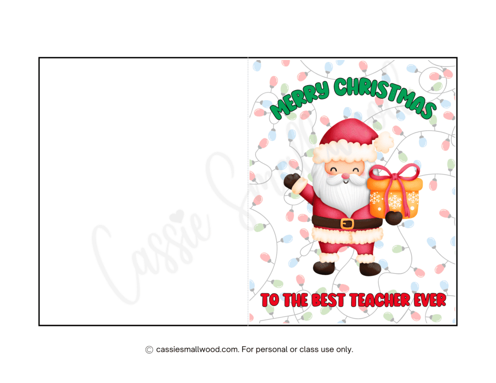 Cute & Funny Teacher Christmas Cards (Free Printable) - Cassie throughout Printable Christmas Card For Teacher