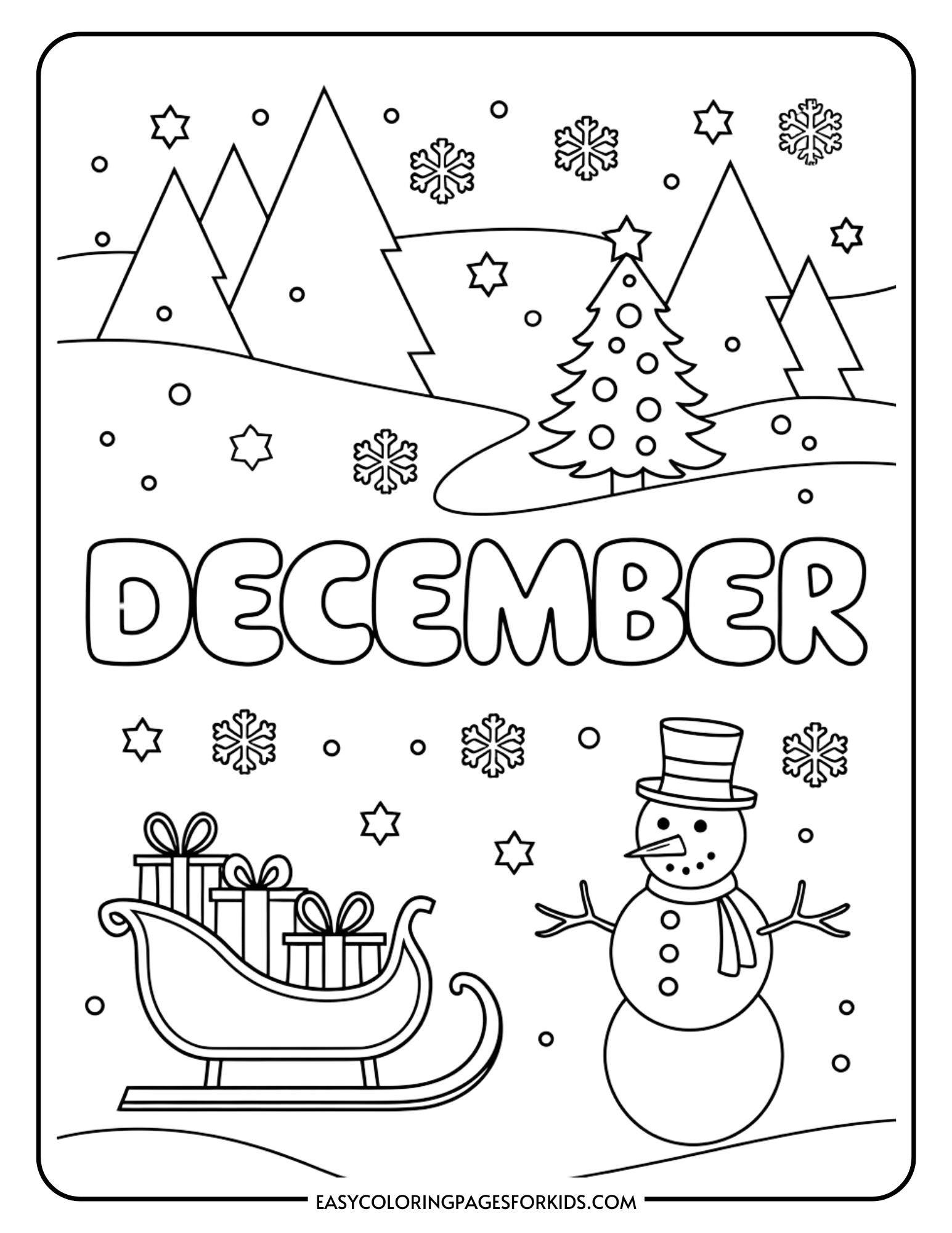 December Coloring Pages For Kids (7 Free Printable Pages) - Easy for Christmas Printables