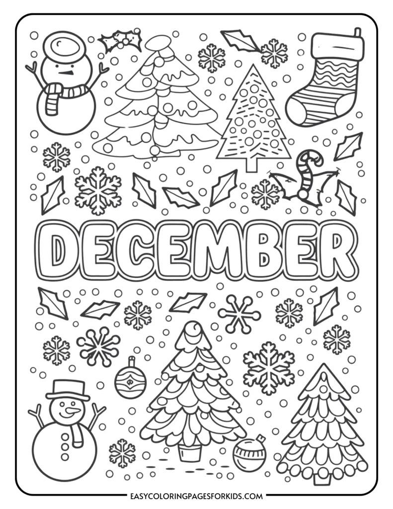 December Coloring Pages For Kids (7 Free Printable Pages) - Easy pertaining to Christmas Colouring Printable