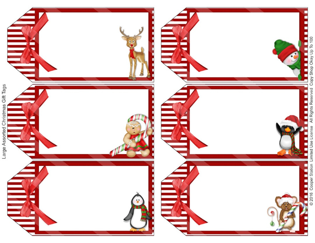 Digital Printable Assorted Large Holiday Gift Tags - Christmas in Large Printable Christmas Tags