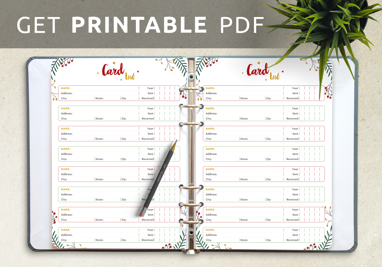 Download Printable Christmas Style - Card List Pdf pertaining to Free Printable Christmas Card List