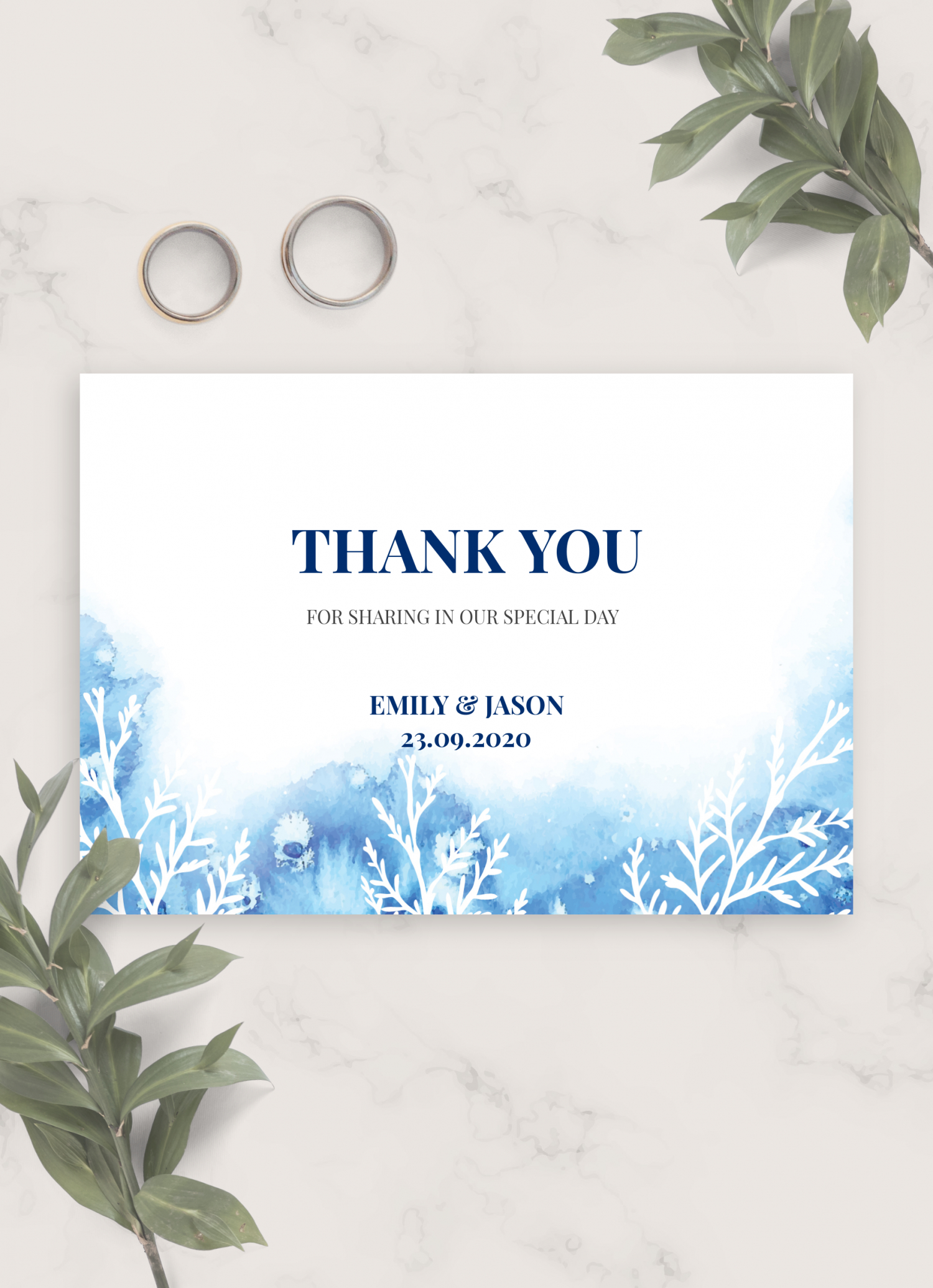 Download Printable Frosty Winter Wedding Thank You Card Pdf pertaining to Winter Thank You Cards Printable