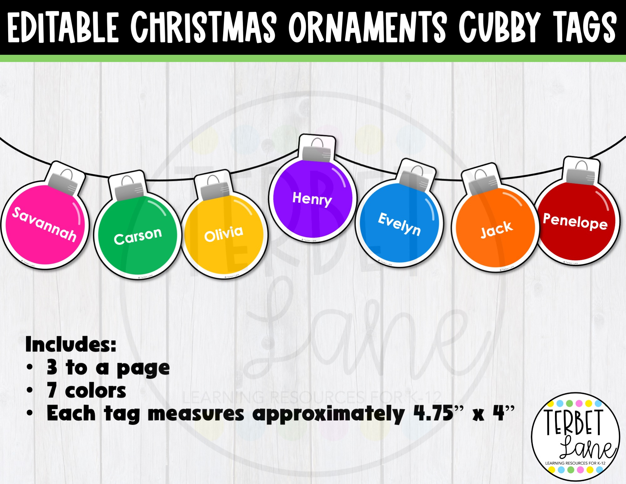 Editable Christmas Ornament Cubby Tags | Locker Labels - Classful within Christmas Cubby Tags Free Printable