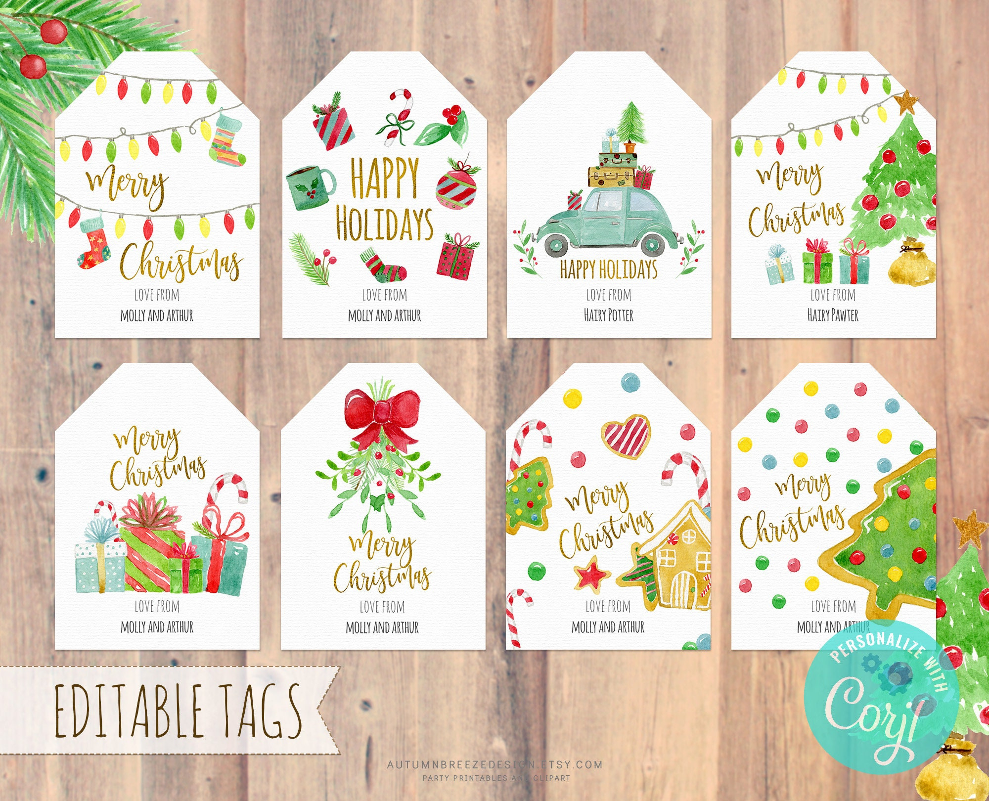 Editable Christmas Tags, Christmas Printable, Holiday Gift Tags intended for Etsy Printable Christmas Tags