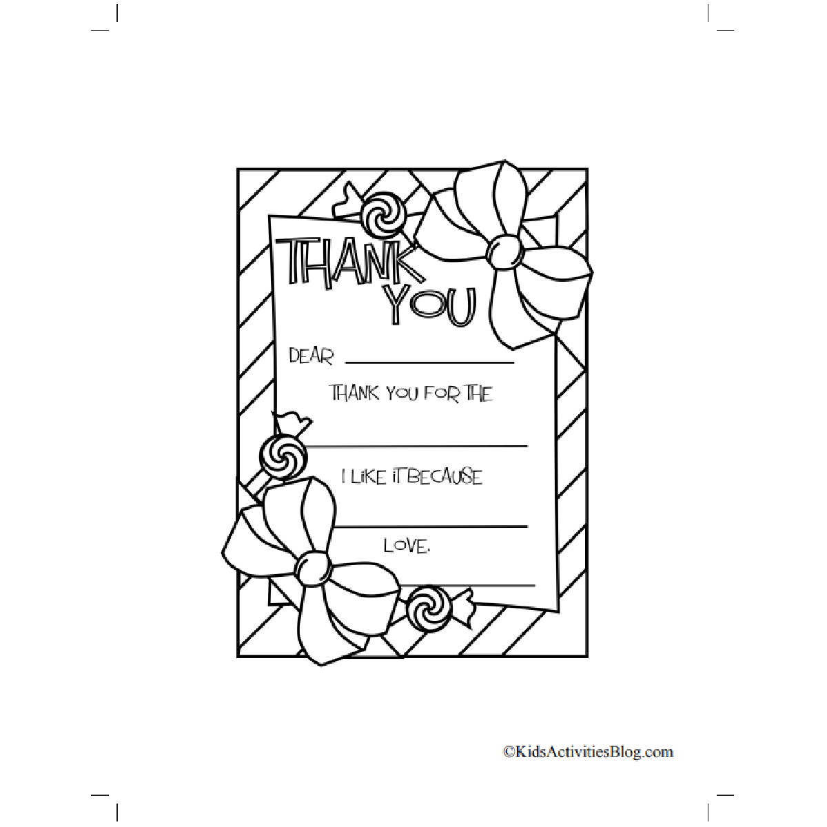 Fill-In-The-Blank Christmas Thank You Cards For Kids Printable regarding Free Love Printable Cards For Thank You