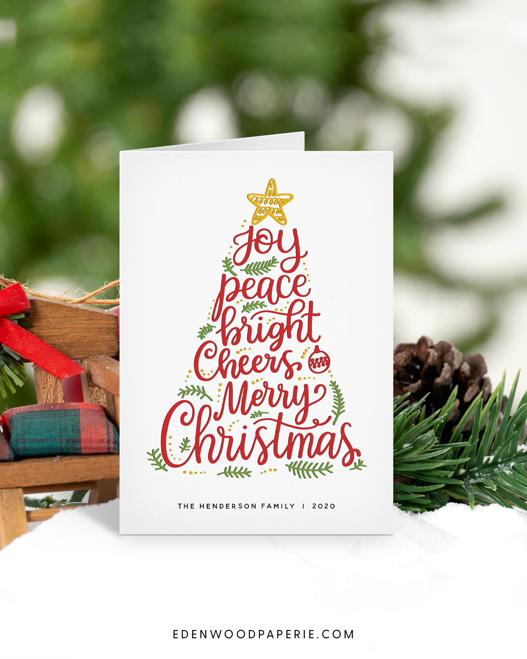 Folded Christmas Card Template, 5X7&amp;quot; Happy Holidays Greeting Card with Christmas Card Paper Printable 5X7
