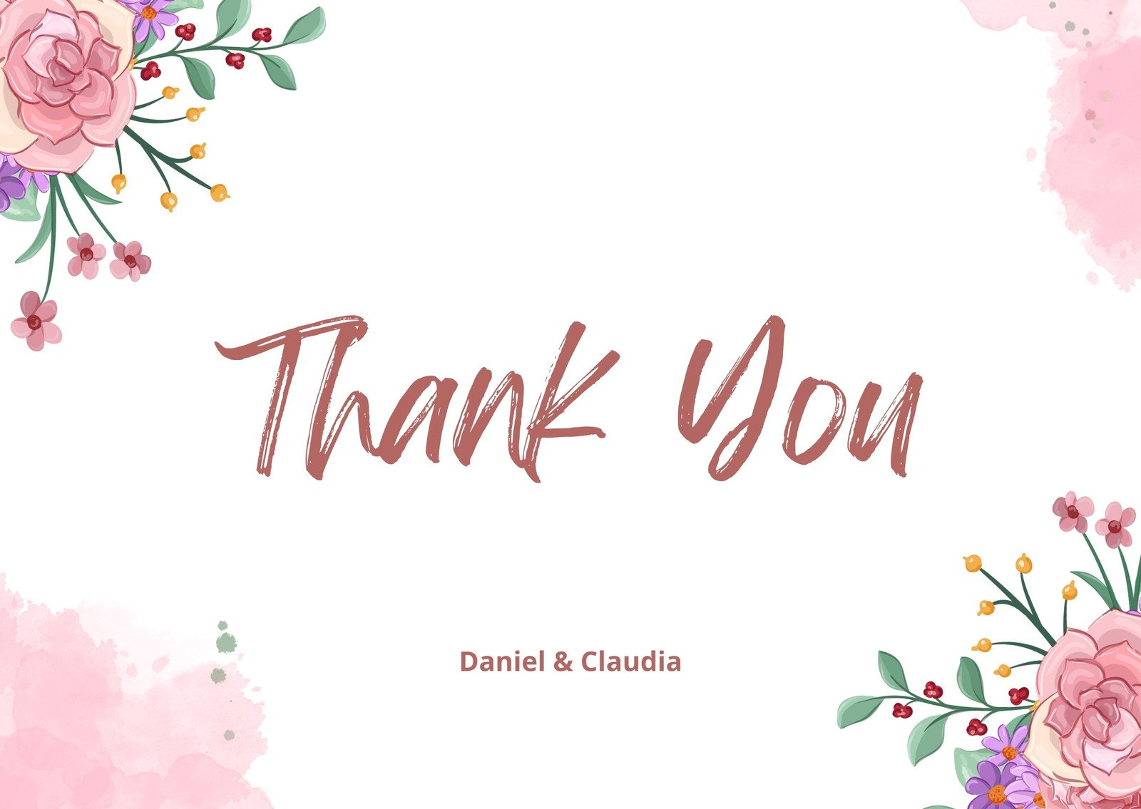 Free Custom Printable Bridal Shower Thank You Card Templates | Canva inside Flower Thank You Cards Printable