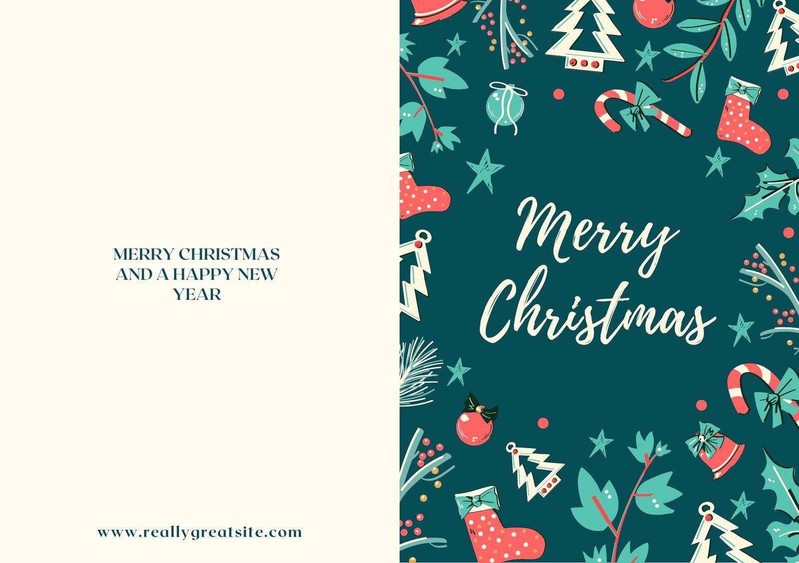 Free Custom Printable Christmas Folded Card Templates | Canva with regard to Printable Christmas Card