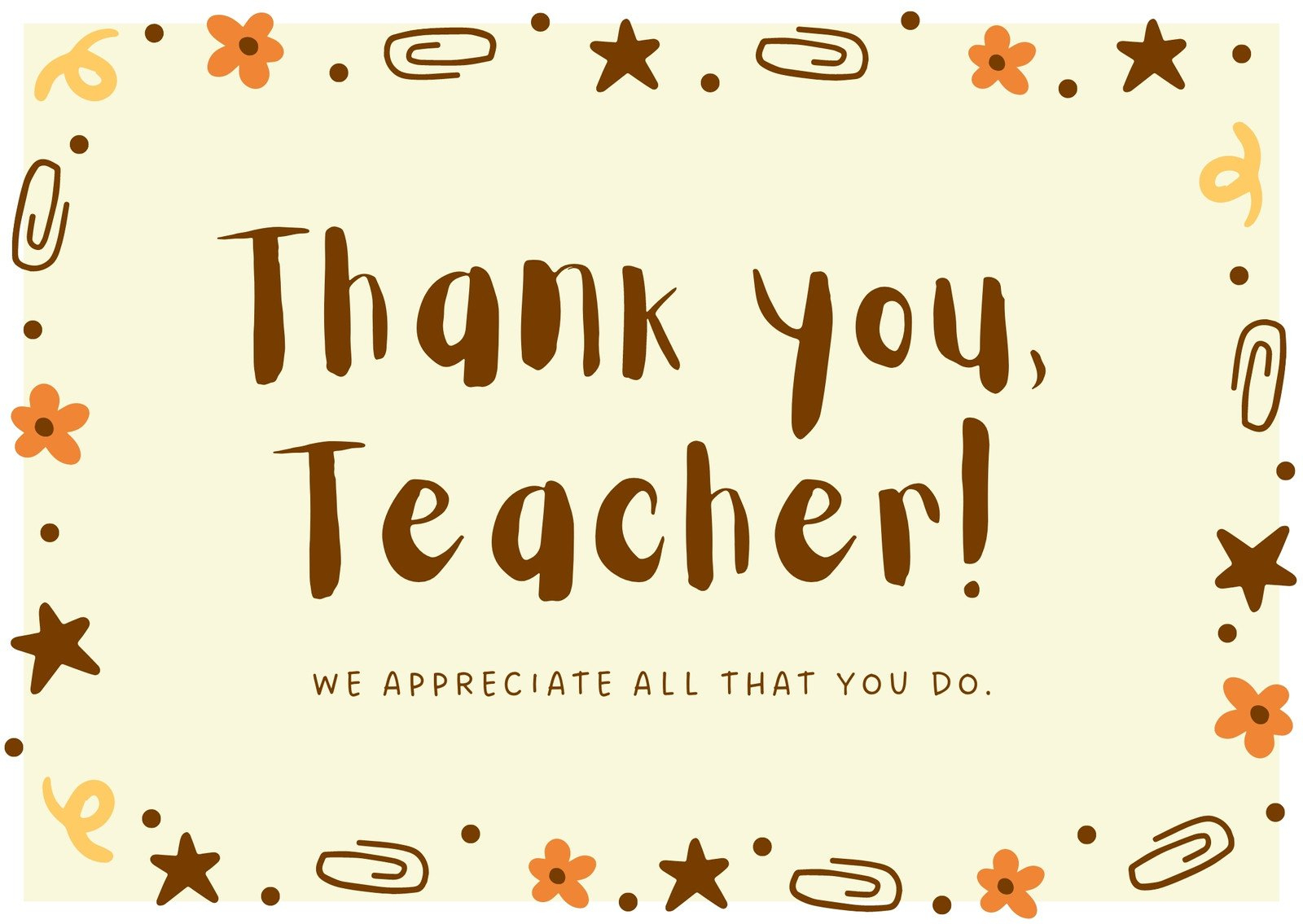 Free Custom Printable Teacher Thank You Card Templates | Canva regarding Printable Thank You Cards For Teachers