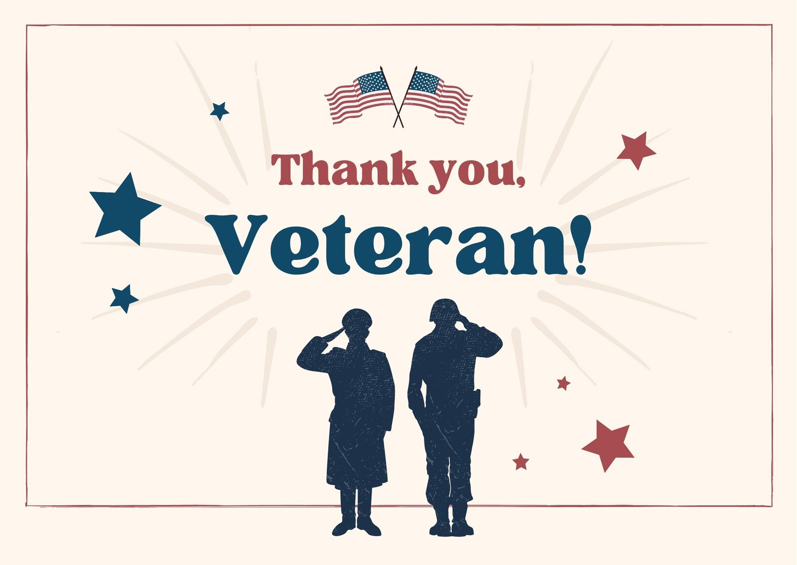 Free Custom Printable Veterans Day Card Templates | Canva in Veteran Thank You Cards Printable