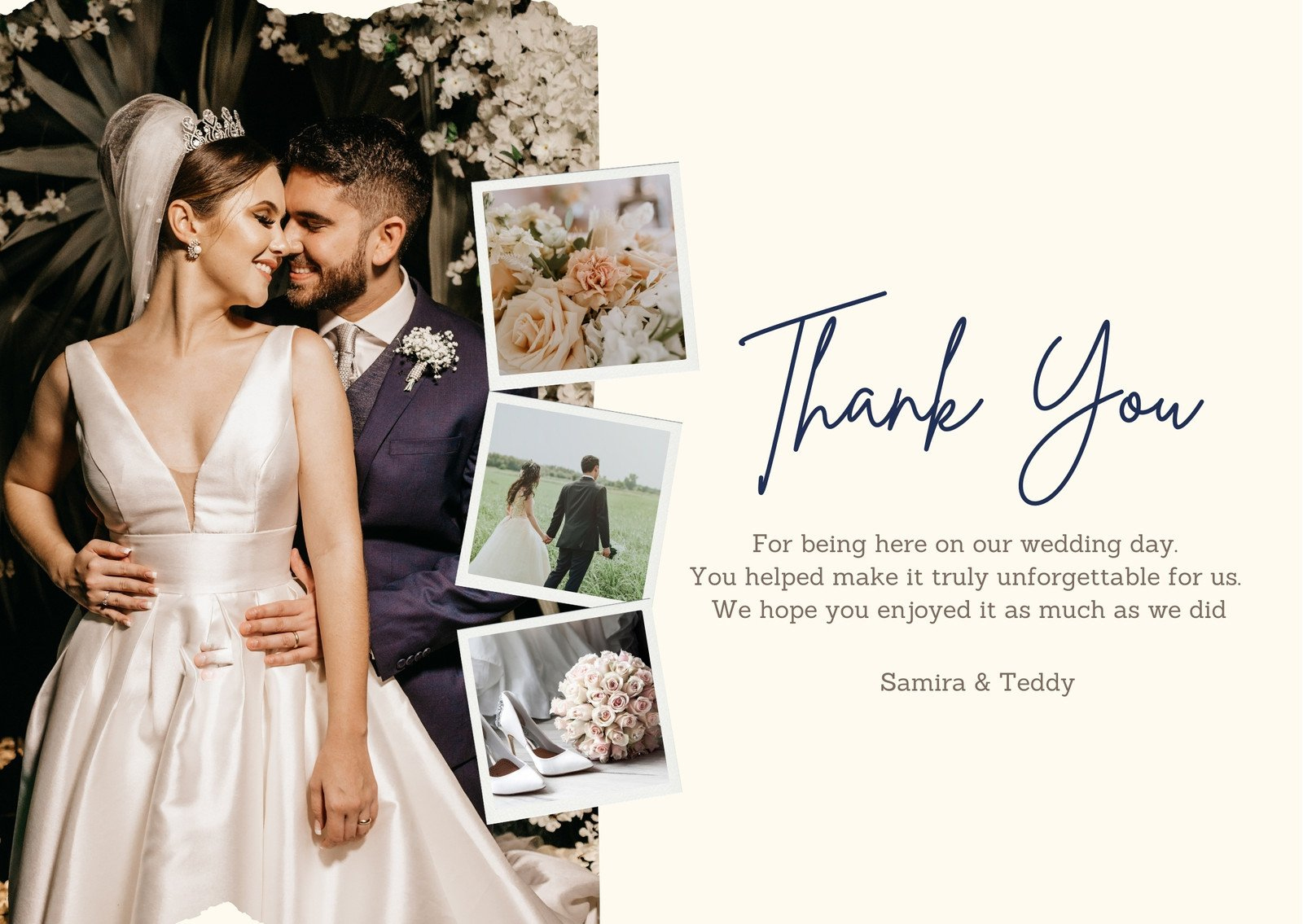 Free Custom Printable Wedding Thank You Card Templates | Canva inside Blank Wedding Thank You Cards Printable