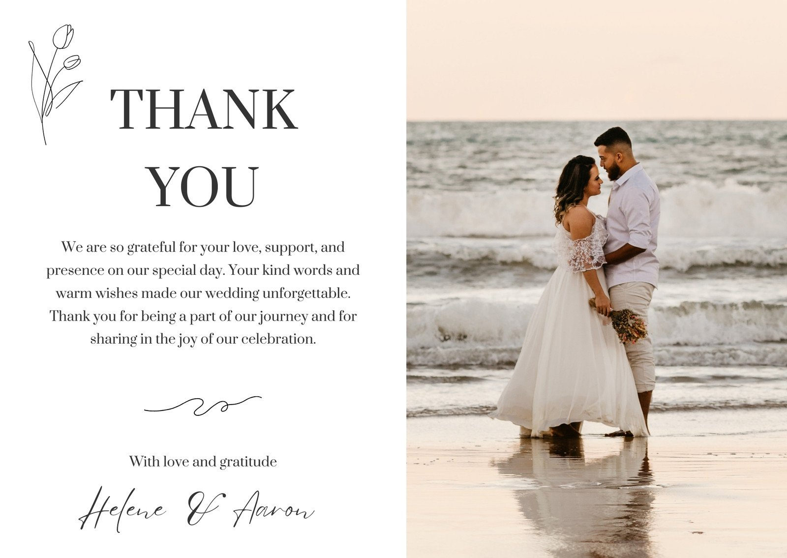 Free Custom Printable Wedding Thank You Card Templates | Canva pertaining to Printable Thank You Cards Free For Wedding
