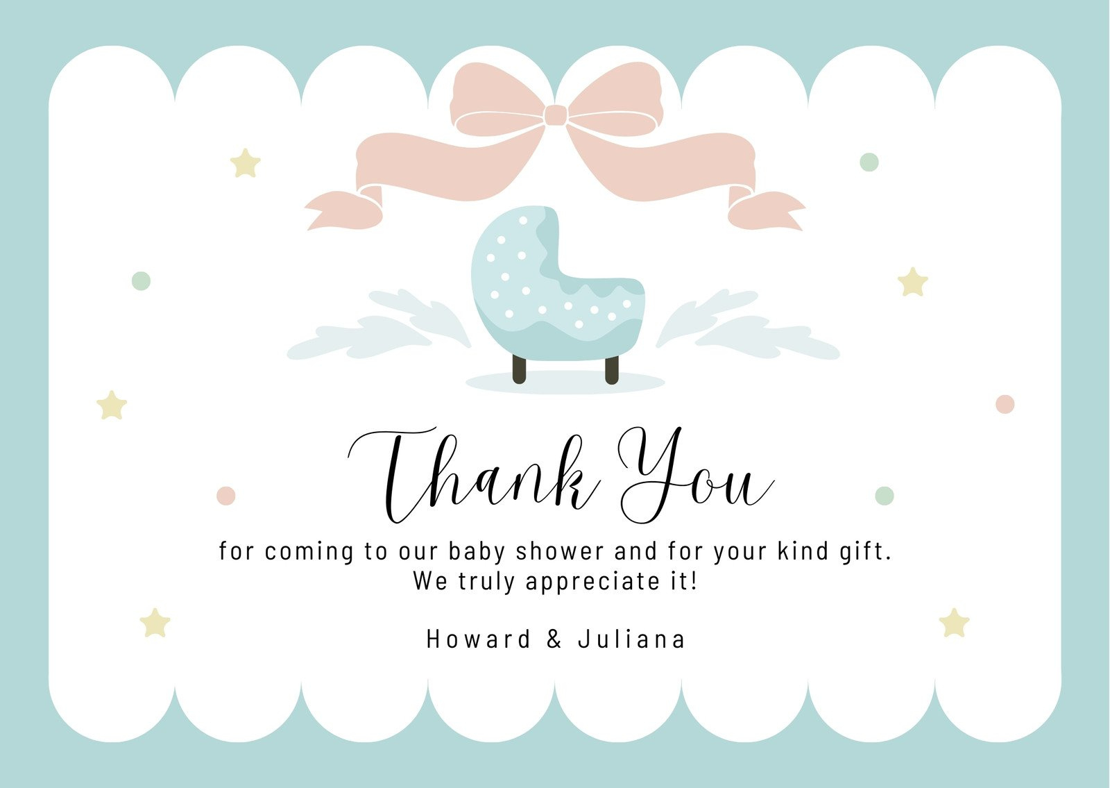 Free Printable Baby Shower Thank You Card Templates | Canva in Baby Shower Thank You Cards Printable