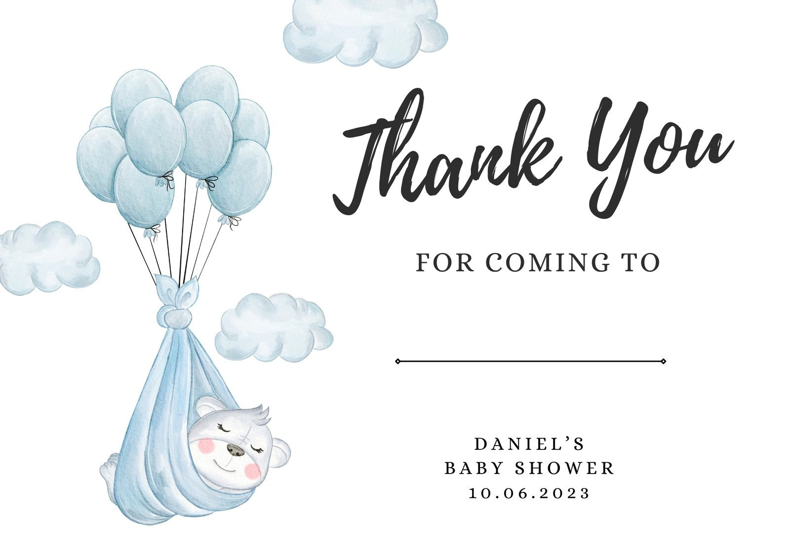 Free Printable Baby Shower Thank You Card Templates | Canva intended for Thank You For Coming Cards Printable