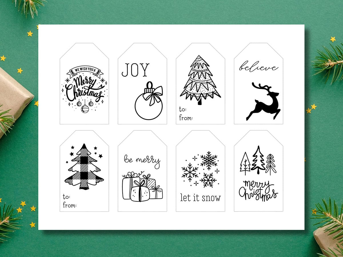 Free Printable Black And White Christmas Gift Tags - Aubree Originals regarding Black and White Printable Christmas Tags
