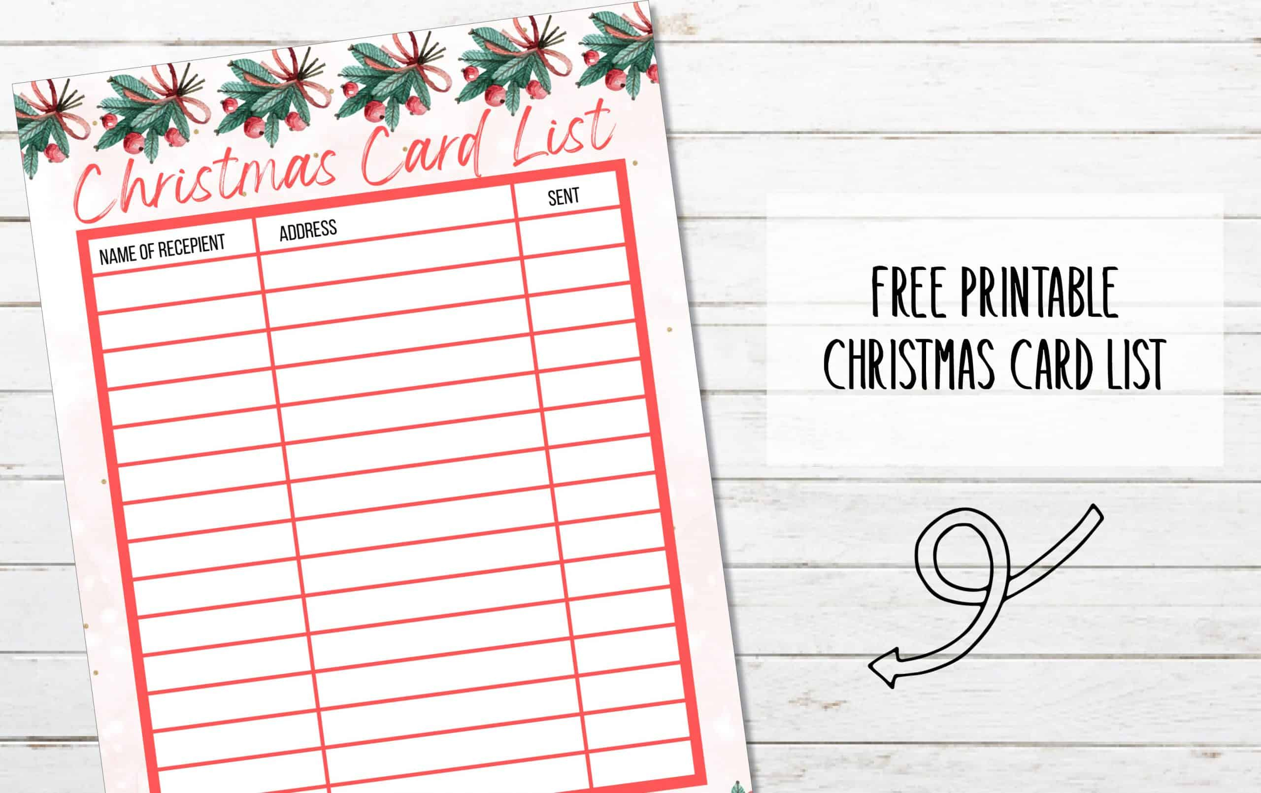 Free Printable Christmas Card List - My Printable Home inside Printable Christmas Card List