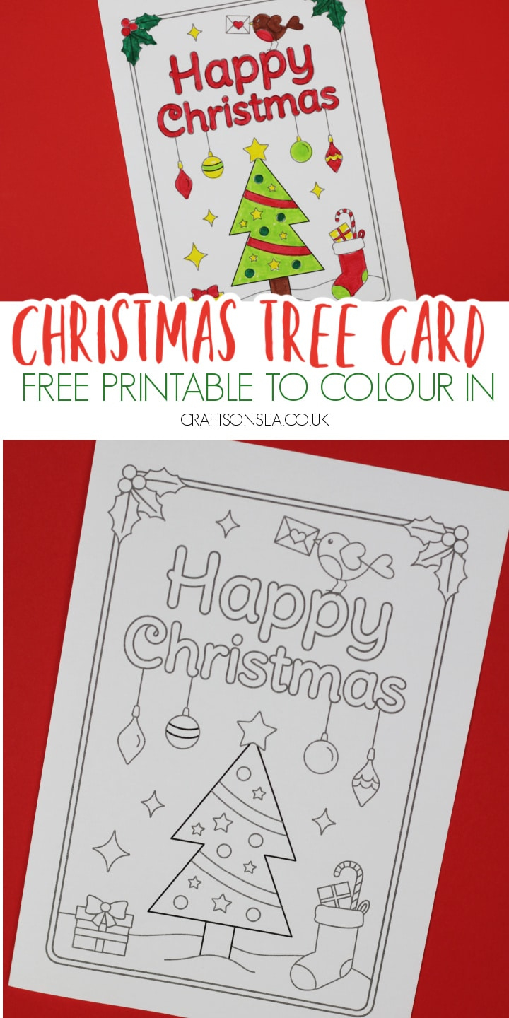 Free Printable Christmas Cards To Colour: Christmas Tree - Crafts regarding Printable Christmas Card Stock Paper