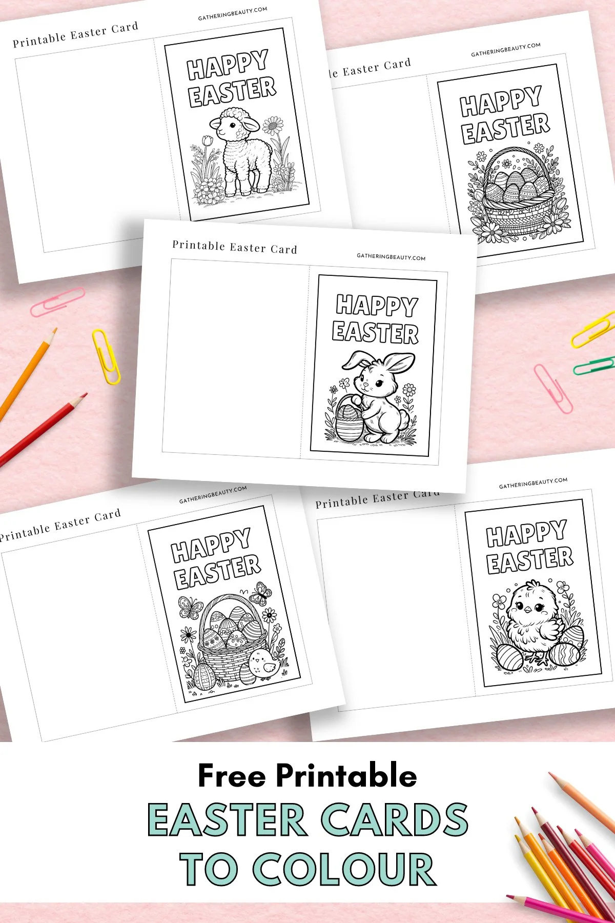 Free Printable Easter Cards To Colour — Gathering Beauty within Free Printable Easter Thank You Cards