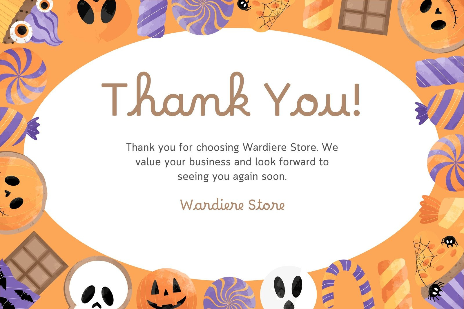 Free Printable Editable Halloween Card Templates | Canva intended for Halloween Thank You Cards Printable