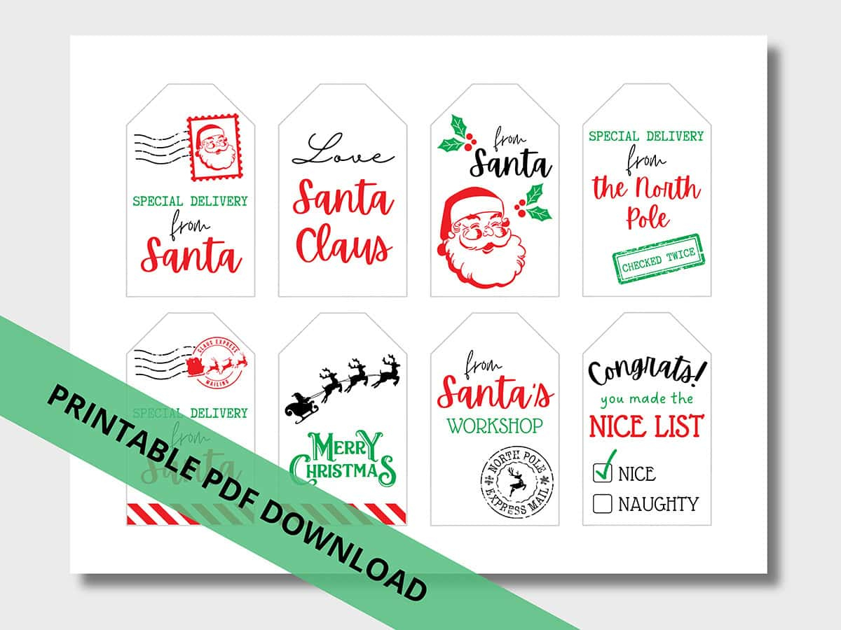 Free Printable &amp;quot;From Santa&amp;quot; Gift Tags For Christmas - Aubree Originals regarding Pdf Printable Christmas Tags