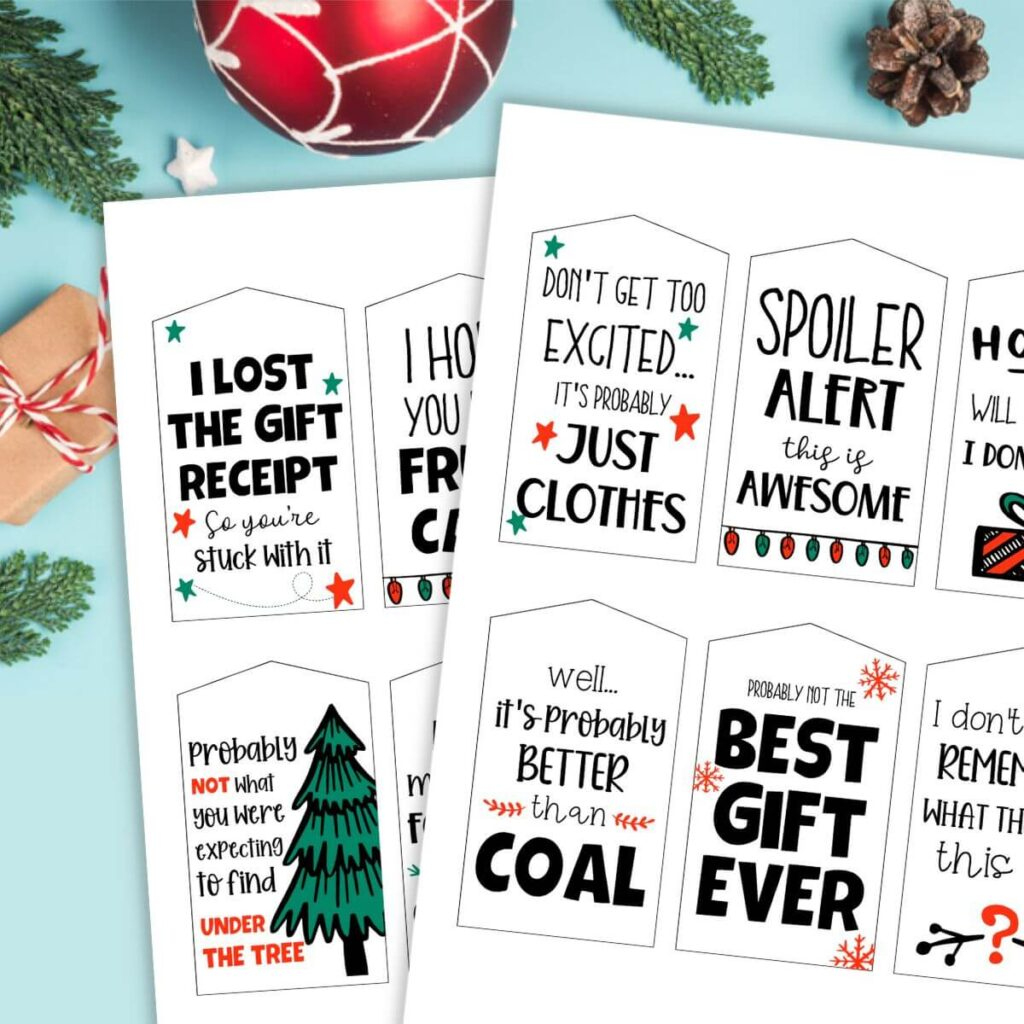 Free Printable Funny Christmas Gift Tags - The Savvy Sparrow pertaining to Printable Funny Christmas Tags