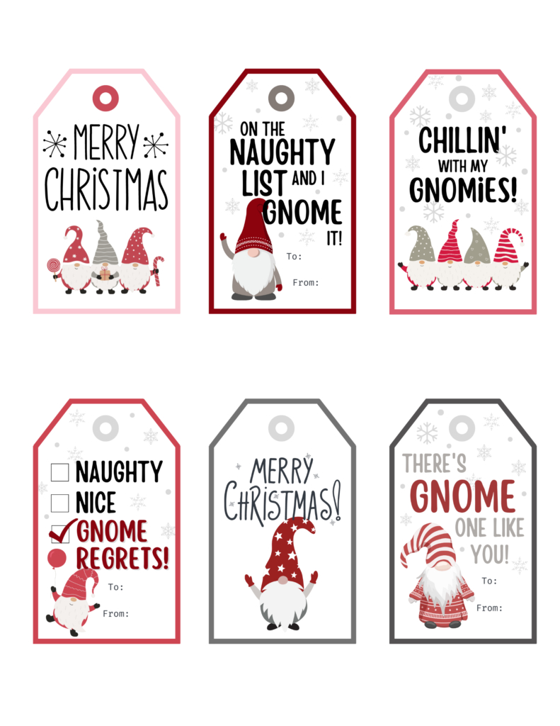 Free Printable Gnome Christmas Gift Tags | Baking You Happier for Cute Printable Christmas Tags