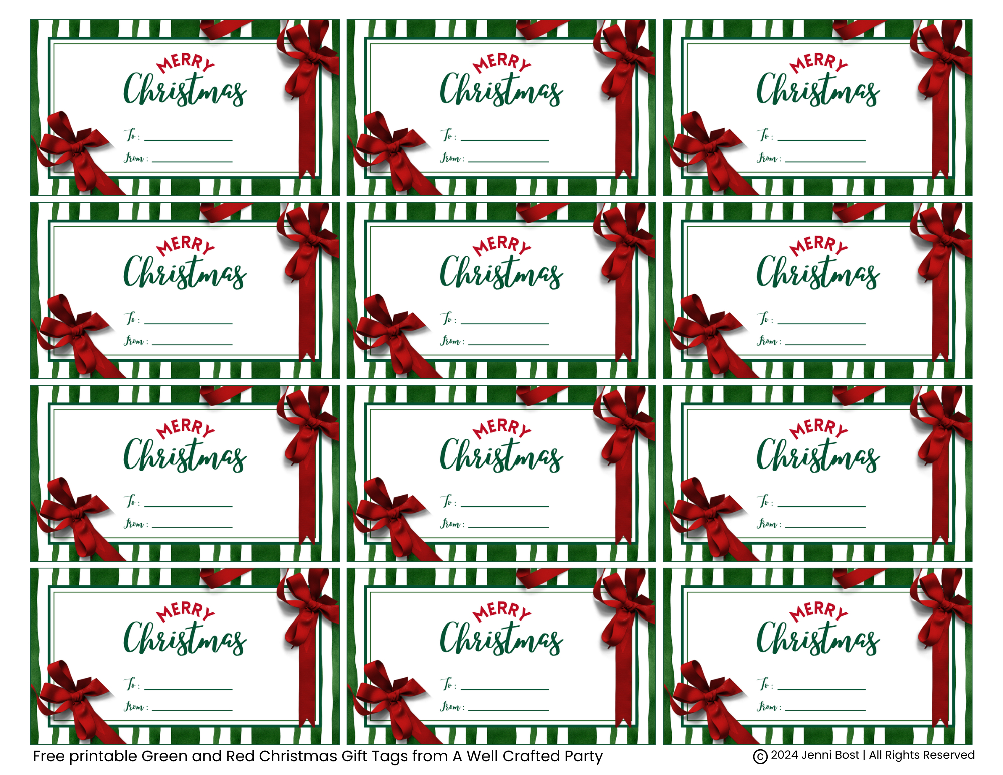 Free Printable Holiday Gift Tags – A Well Crafted Party with Blank Christmas Tags Printable Free